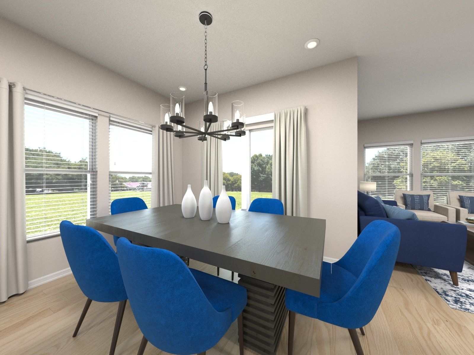 Virtually Staged Dining Room:The open-concept floorplan allows for easy entertaining.