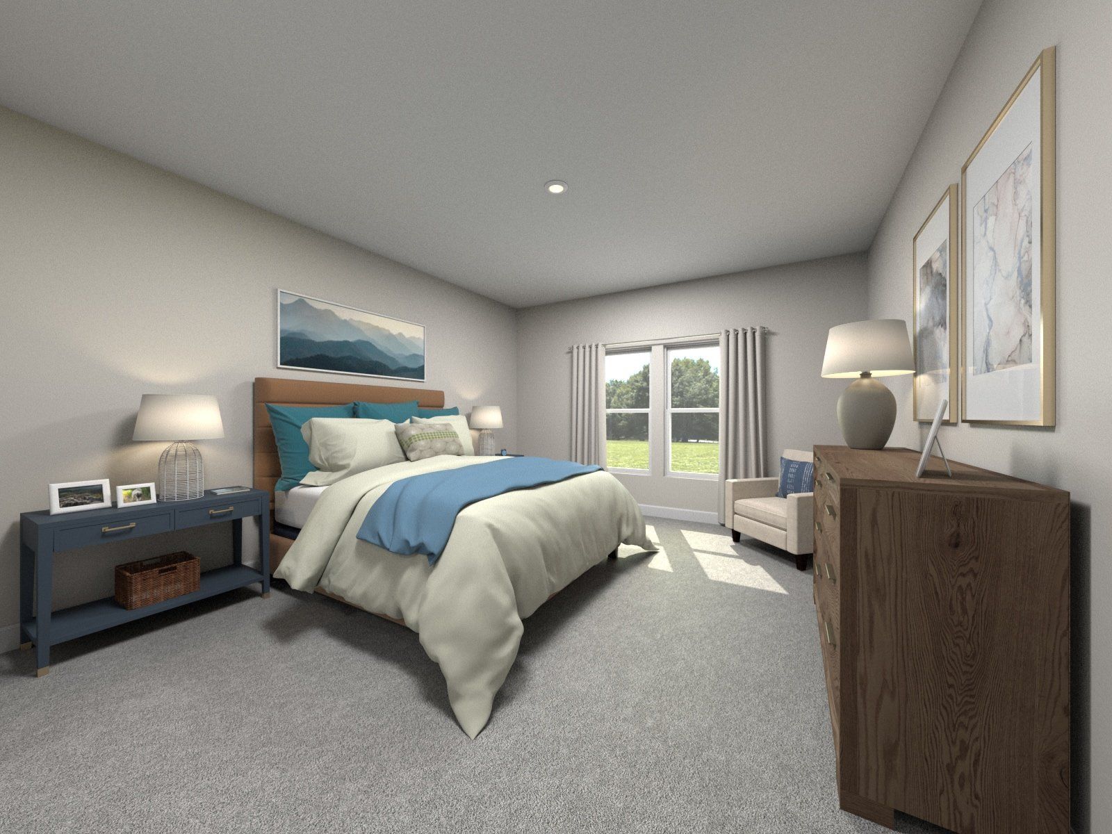 Virtually Staged Primary Suite:The primary bedroom offers a private retreat.