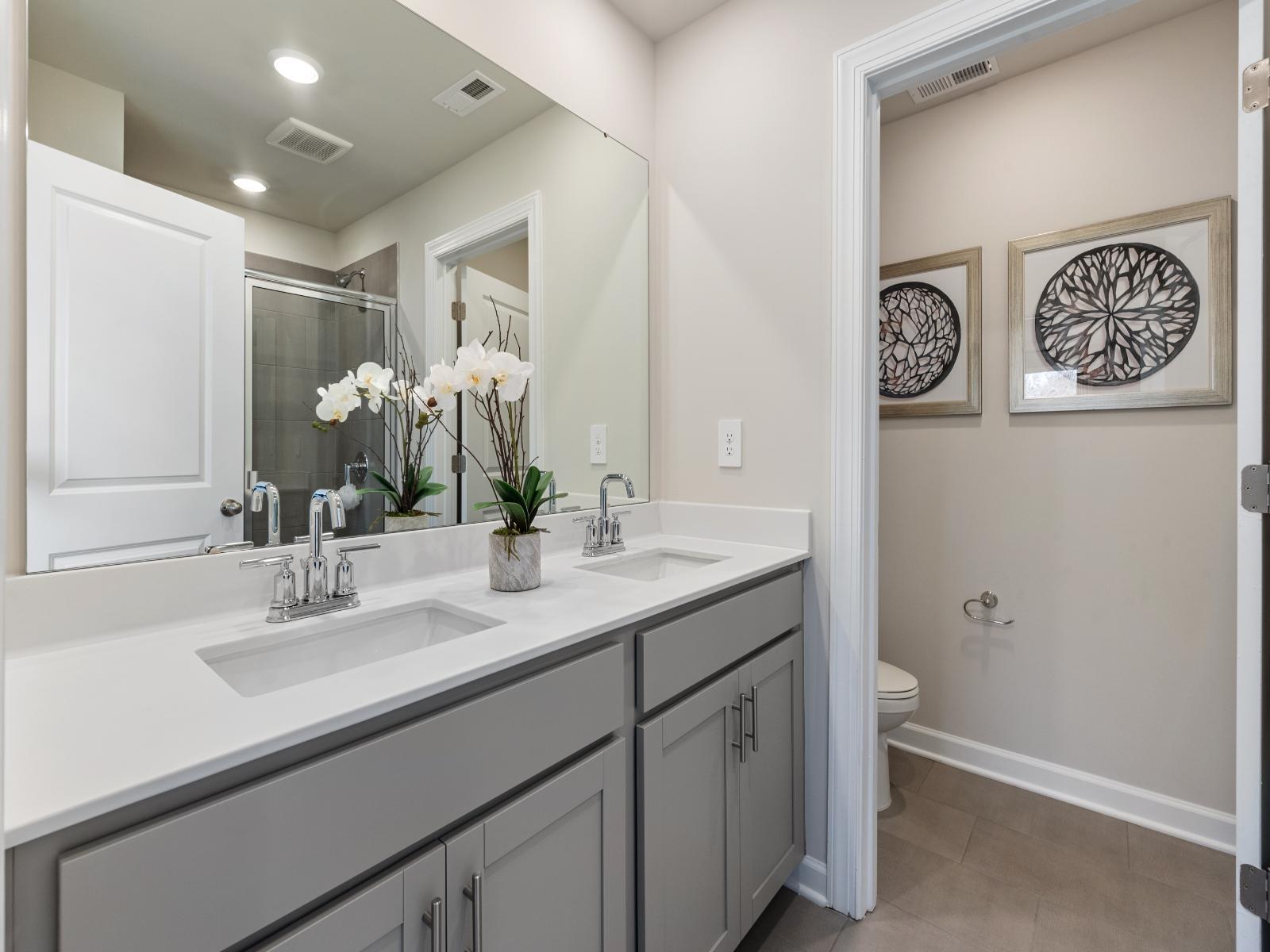 Primary Bedroom:Primary Bathroom in an Opal at a Meritage Homes community in Charlotte, NC.