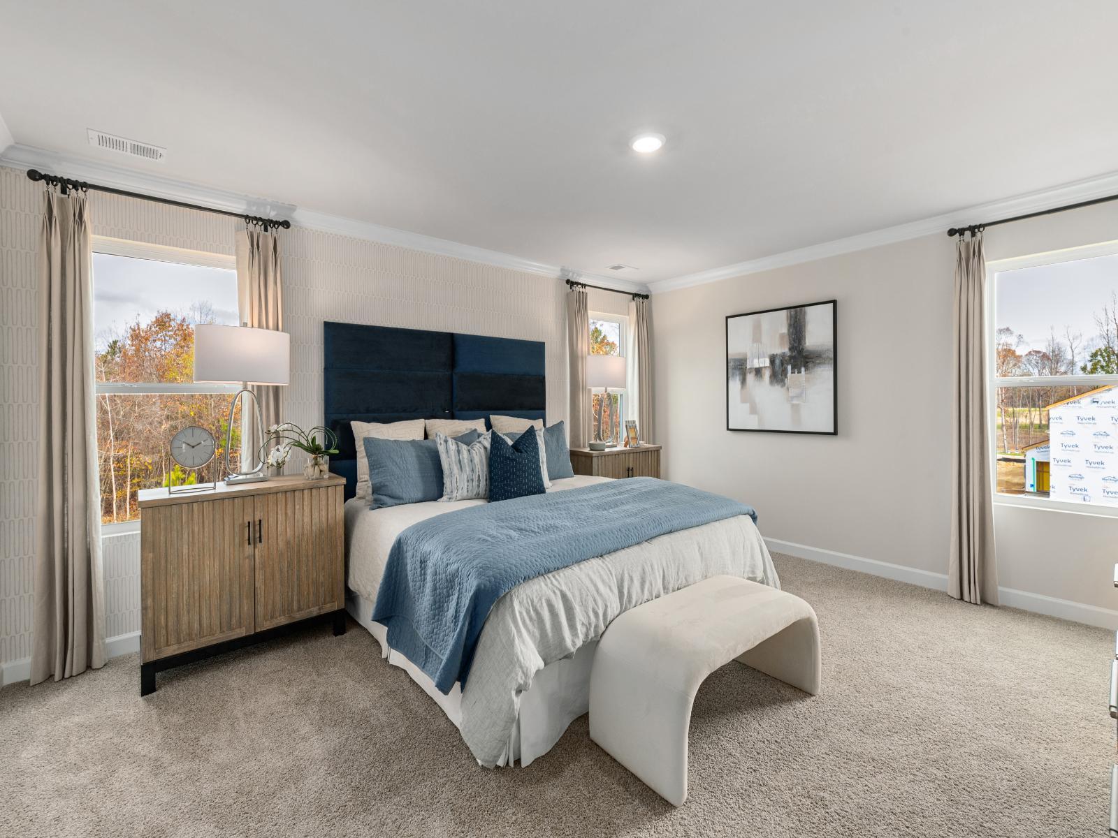 Primary Bedroom:Relax in the primary bedroom oasis.