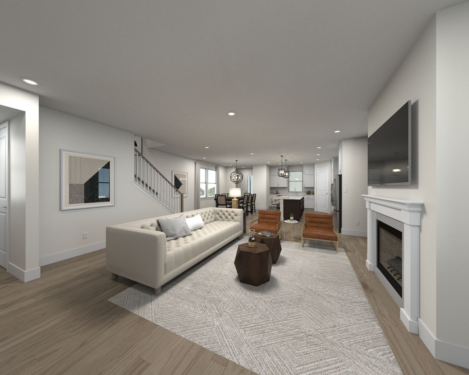 Virtually Staged Living Room:Spend family movie nights in the spacious living room.