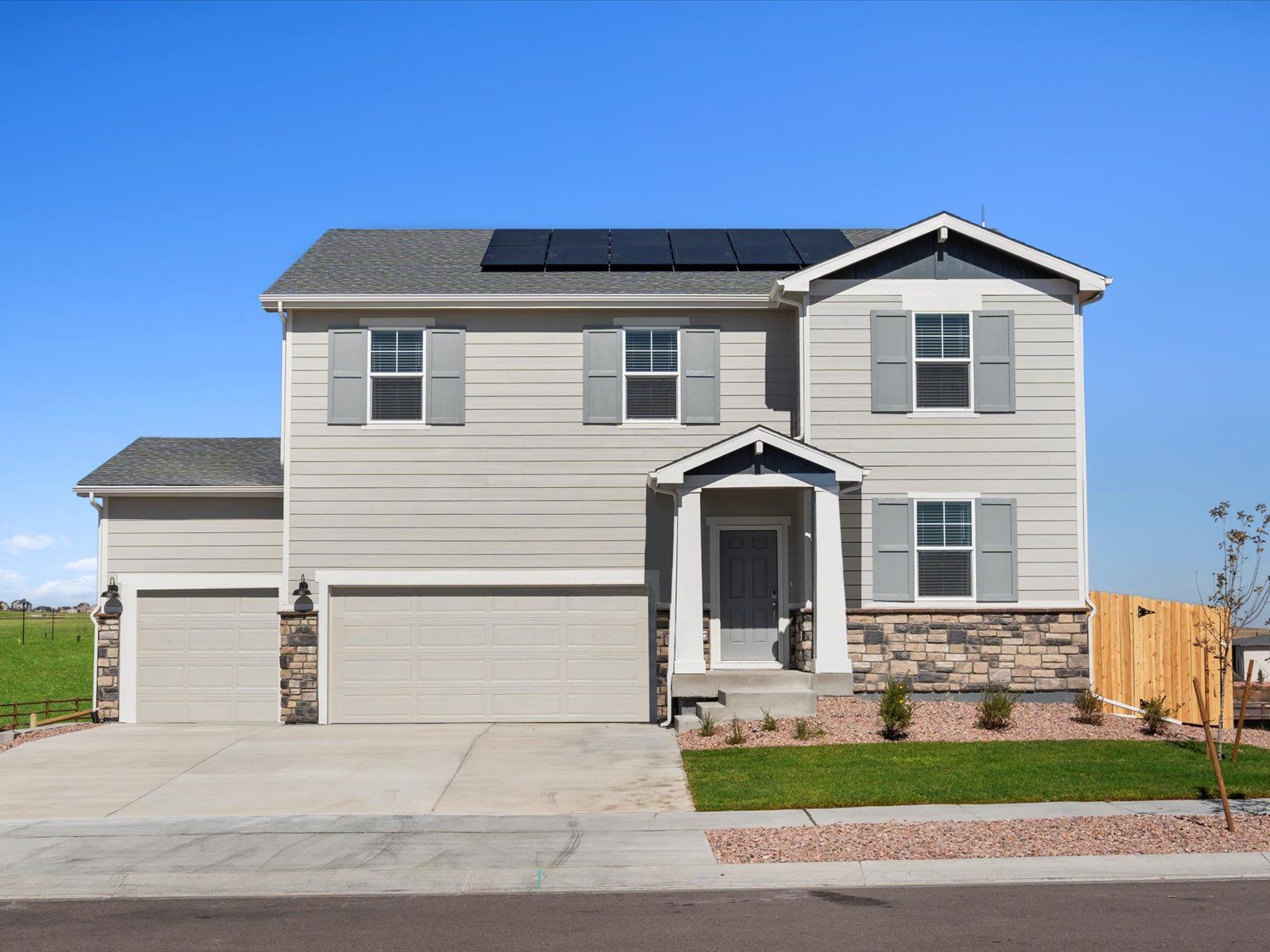 The Chatfield floorplan exterior image taken at a Meritage Homes community in Colorado Springs:The Chatfield floorplan exterior image taken at a Meritage Homes community in Colorado Springs