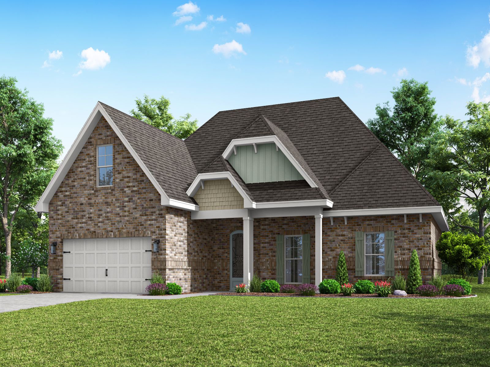 GLF_ElliottHomes_Elliott_Exterior_C_Craftsman.jpg:Elliott front exterior rendering at a Meritage Homes community in Gulfport, MS.