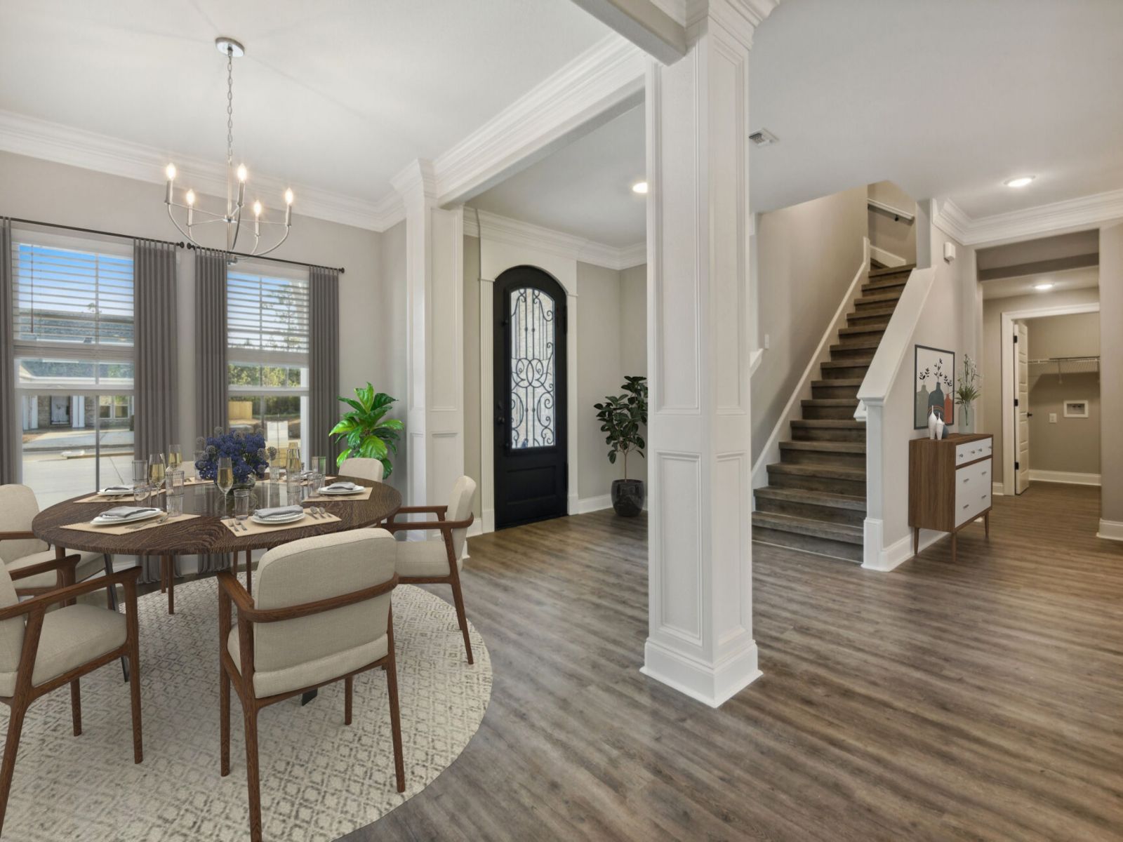 GLF_ElliottHomes_Elliott_A345_DiningVirtualStage.jpg:Dining area in the Elliott floorplan at a Meritage Homes community in Gulfport, MS.