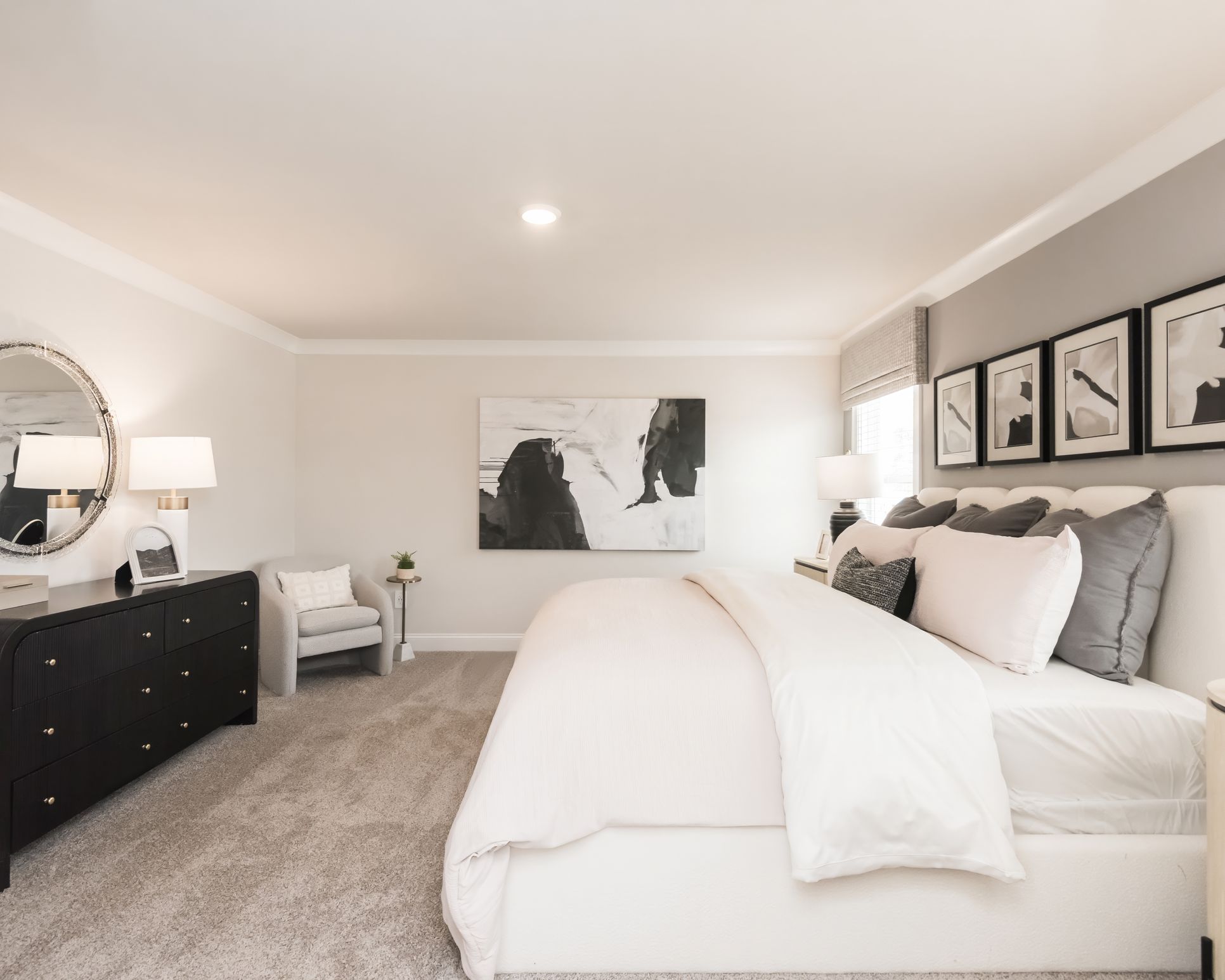 The Johnson floorplan with the Lush White interior package modeled at Martin Springs.:Primary Bedroom