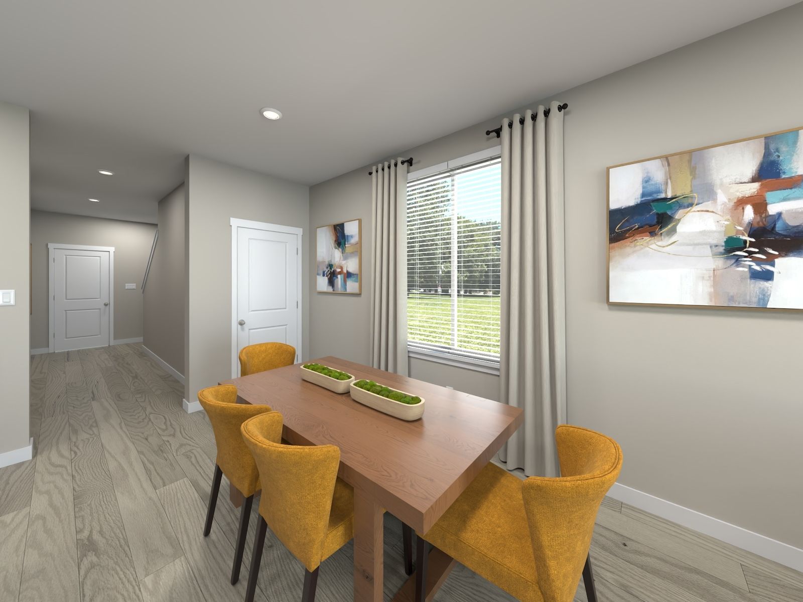 Dining Area:Narrows floorplan interior image rendering at a Meritage Homes Community in Eagle Mountain, UT.