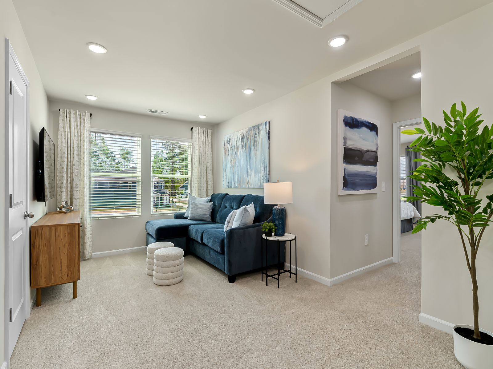 Loft:An upstairs loft provides a secondary entertainment space.