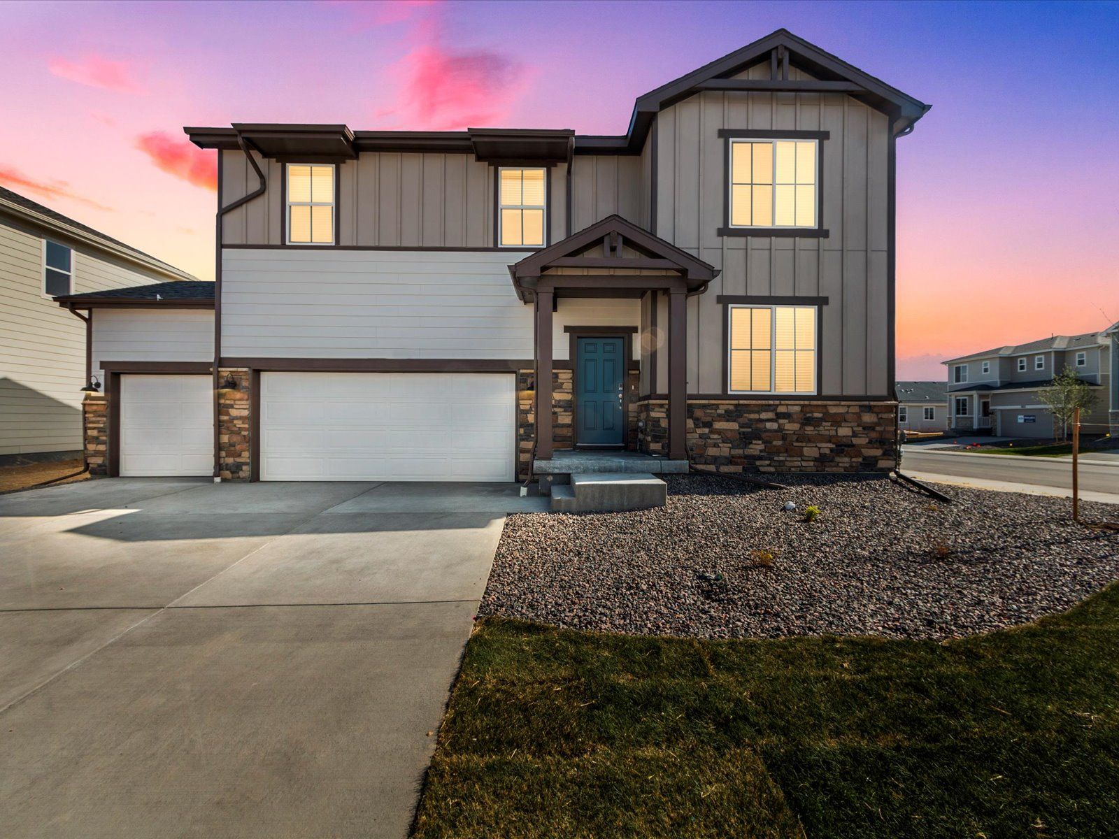 Exterior:The Chatfield floorplan image taken at a Meritage Homes community in Johnstown, CO