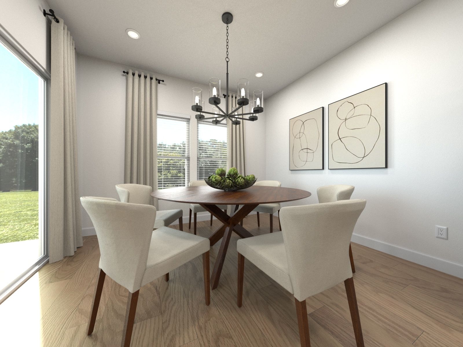 The open-concept floorplan allows for an easy flow between the kitchen and dining areas.:Dining Room