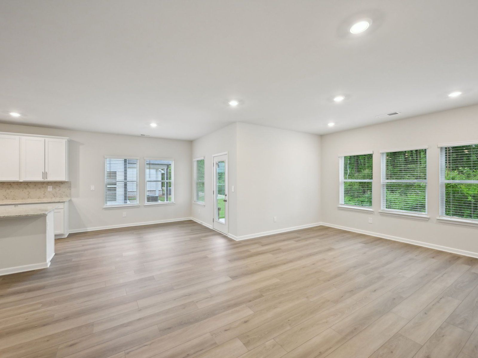 Great Room:The Sherwood floorplan with the Elemental White interior package.