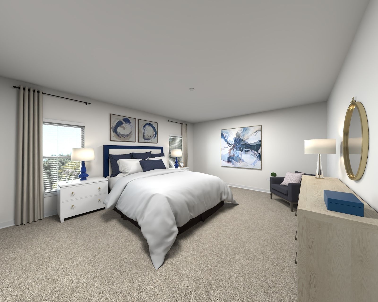 The primary bedroom offers a private retreat.:The primary bedroom offers a private retreat.