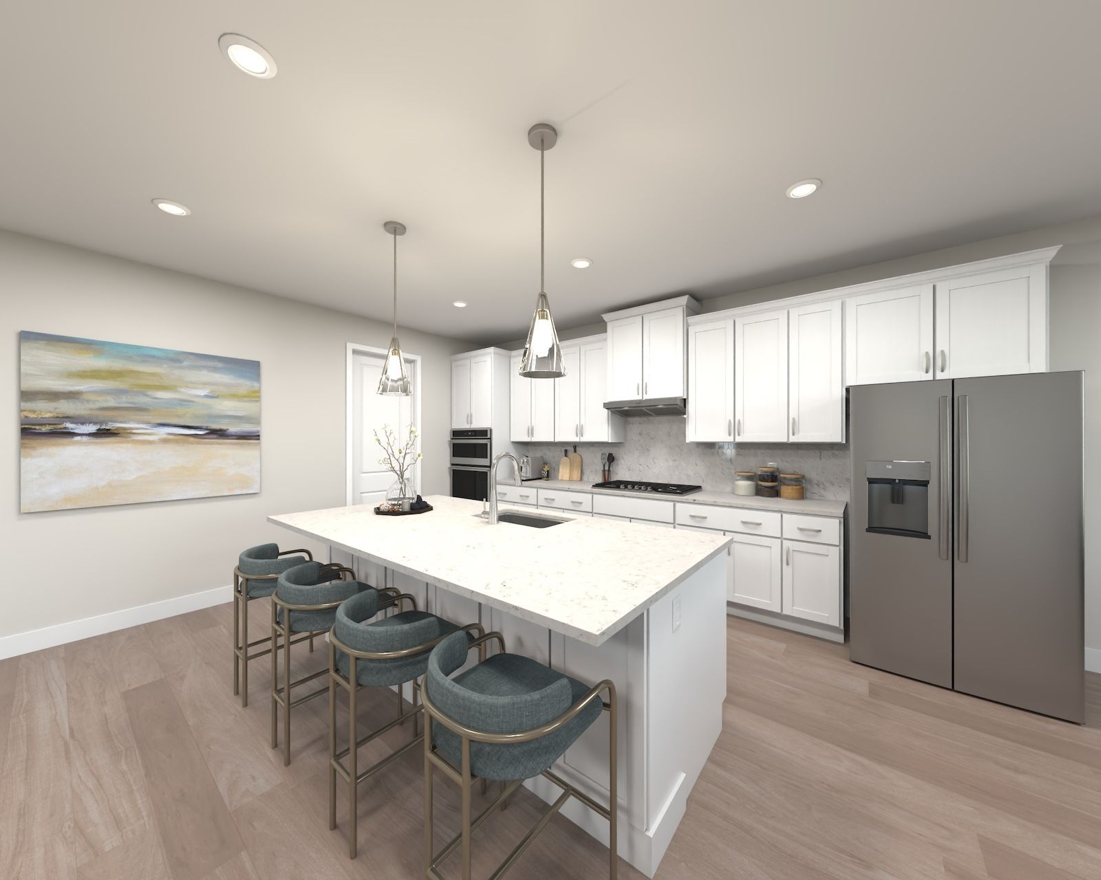 Virtually Staged Kitchen:Skip takeout and prep dinner in the well-appointed kitchen.