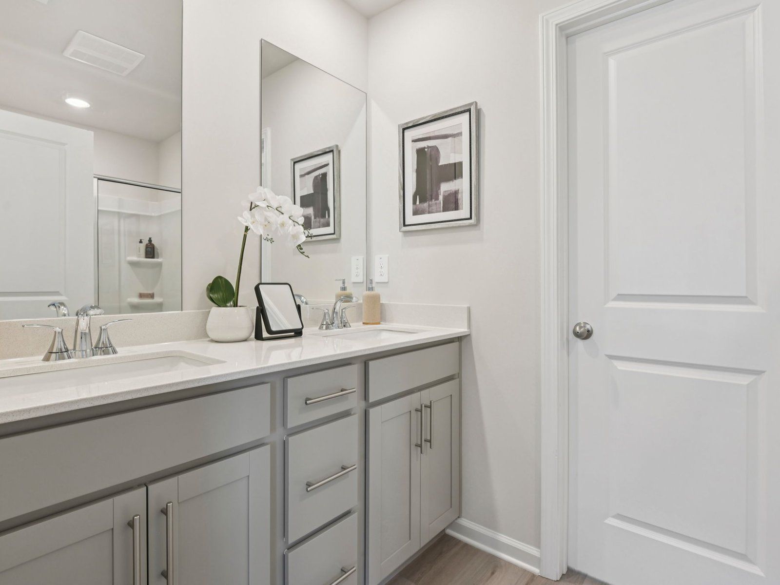 Primary Bathroom:The Oakland floorplan with the Fresh Grey interior package modeled at Artisan Walk.