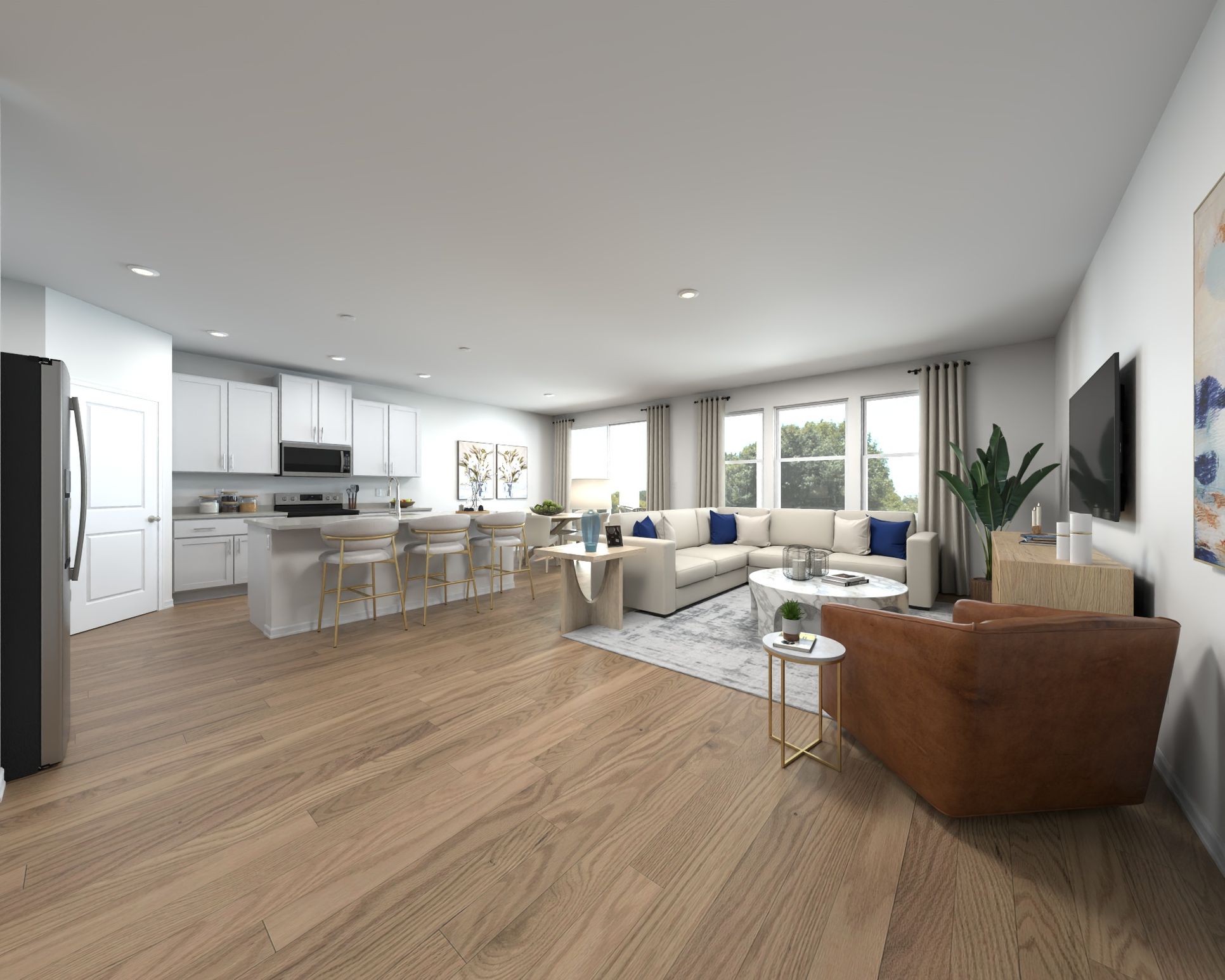 Rendering of the Modena Floorplan Great Room.:Rendering of the Modena Floorplan Great Room.