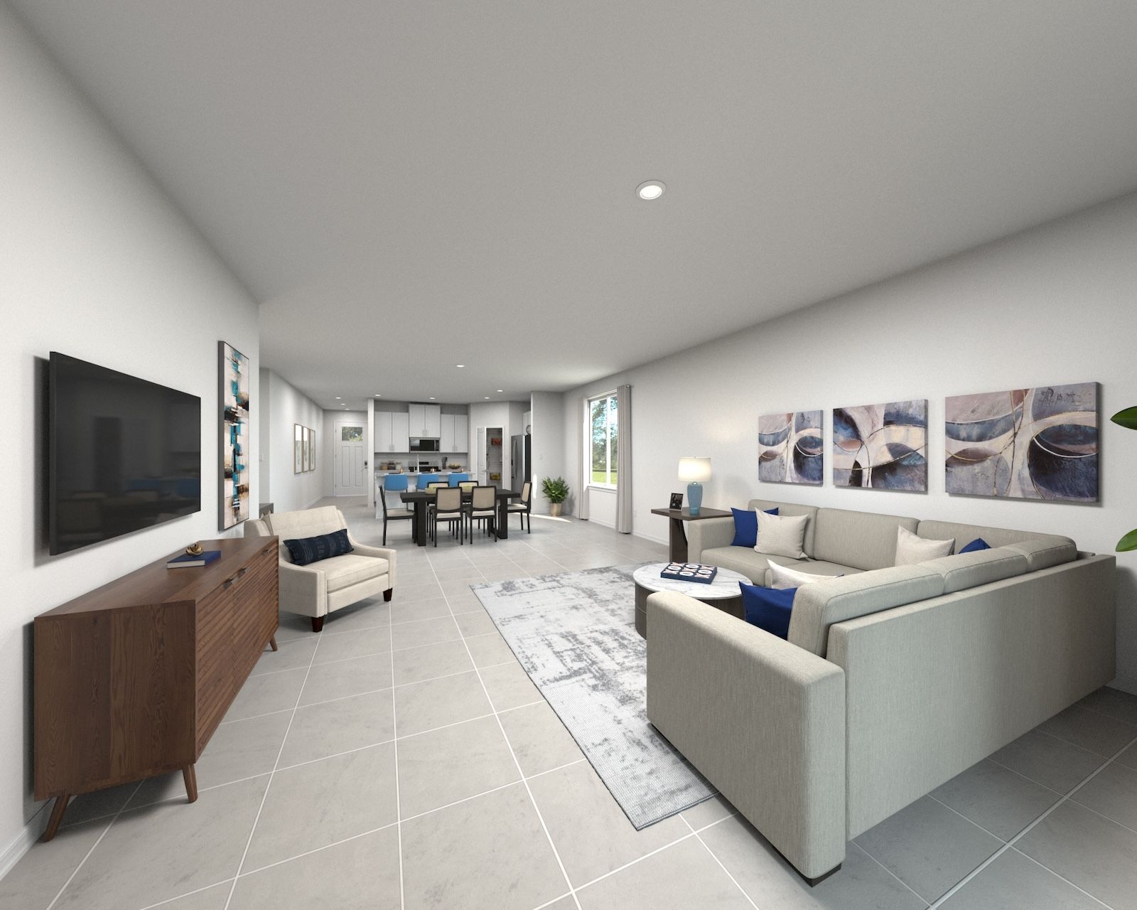 Rendering of the Great Room in the Orchid Floorplan.:Rendering of the Great Room in the Orchid Floorplan.