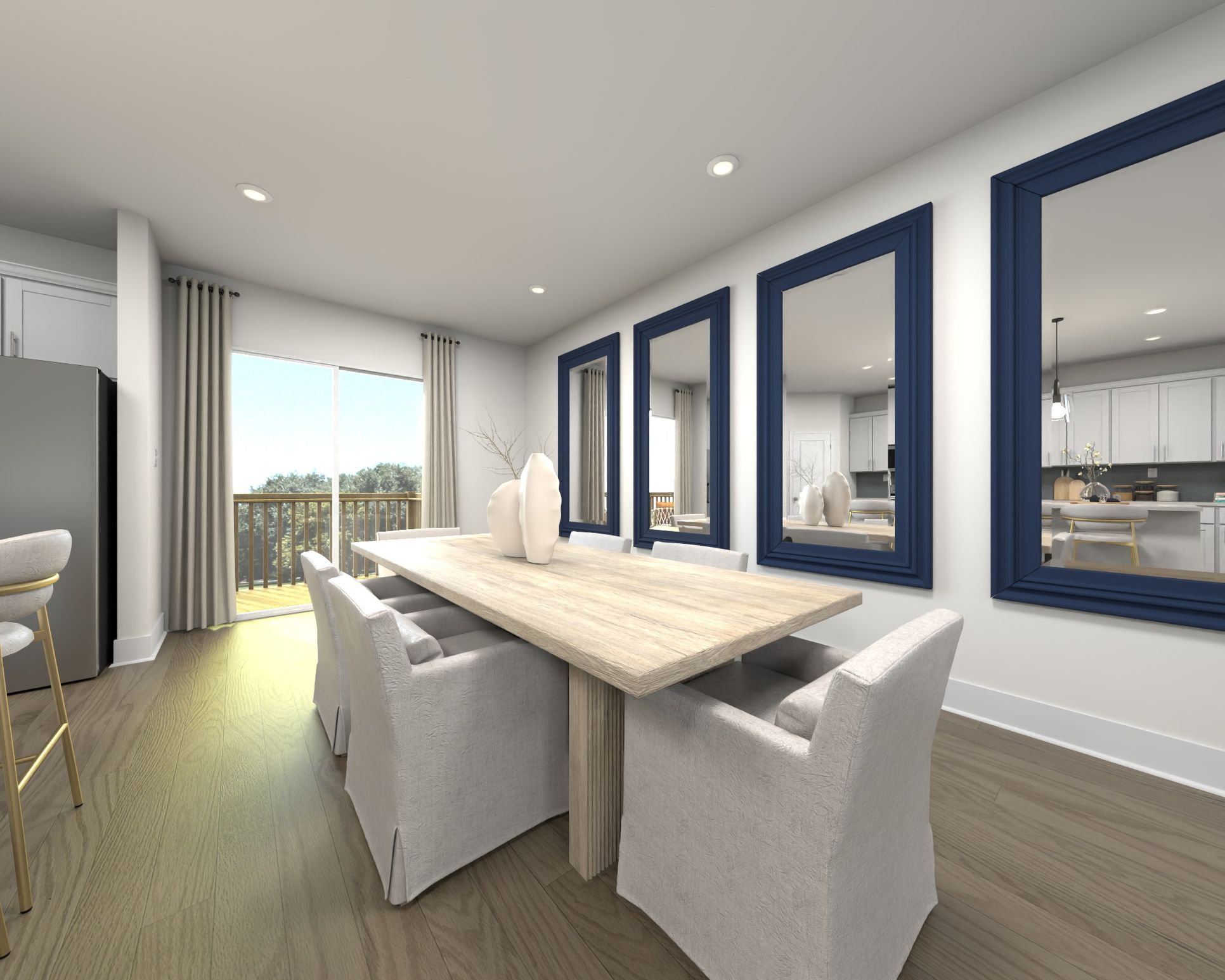 The open-concept floorplan allows for an easy flow between the kitchen and dining areas.