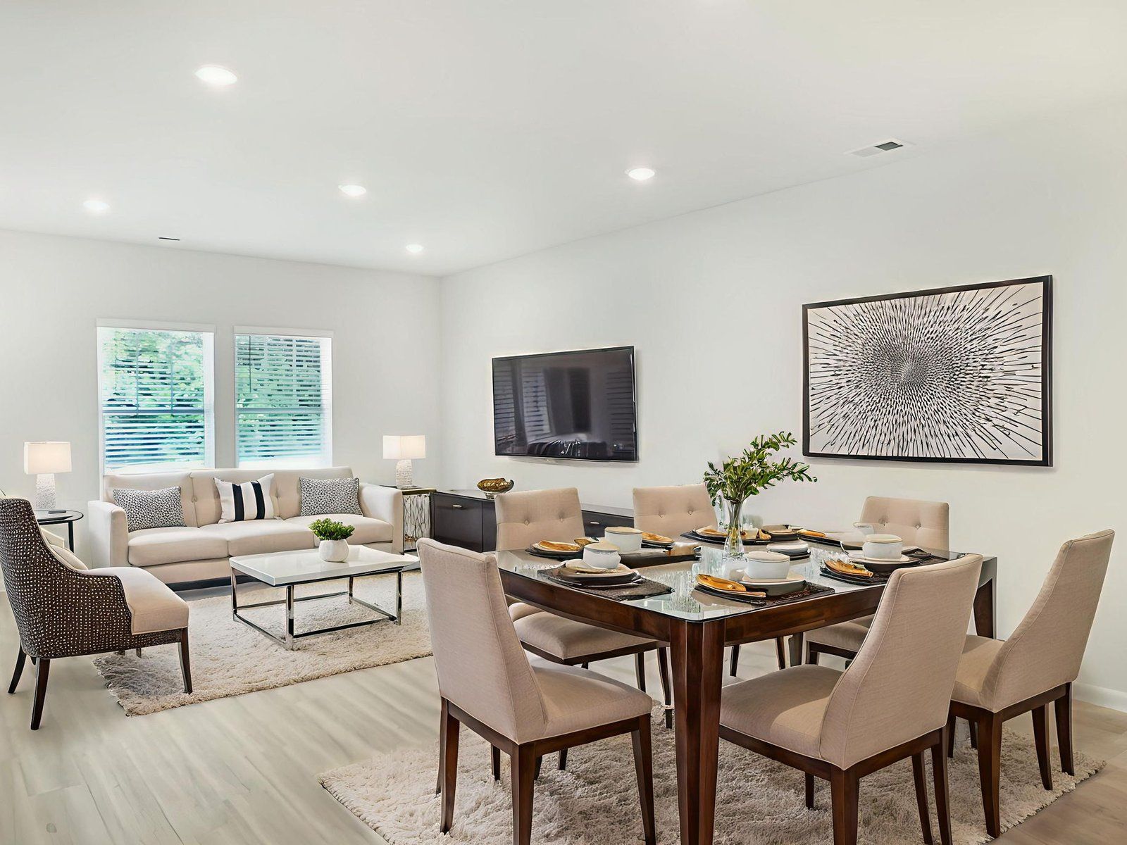 The Lancaster floorplan with the Calm Burlap interior package.:Great Room