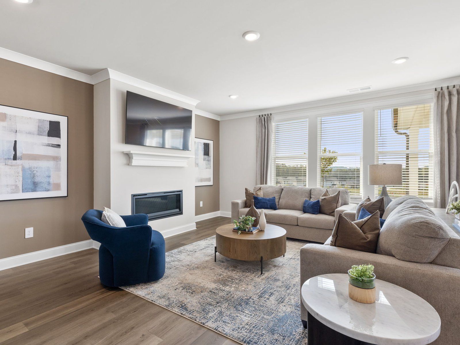 The Orchard Park floorplan with the Timeless Contrast Linen interior package.:Great Room