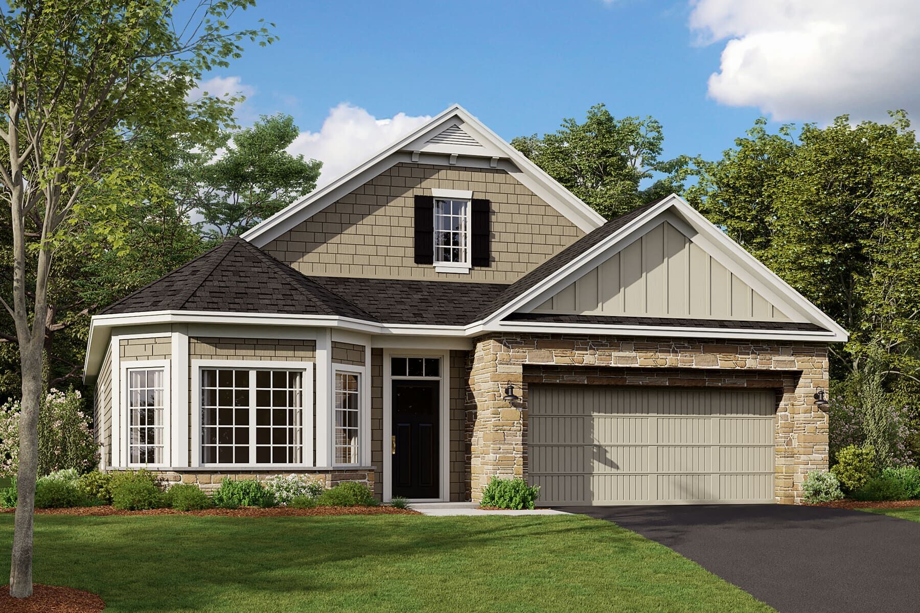 Cedarwood Elevation C - Stone:Cedarwood Elevation C - Stone