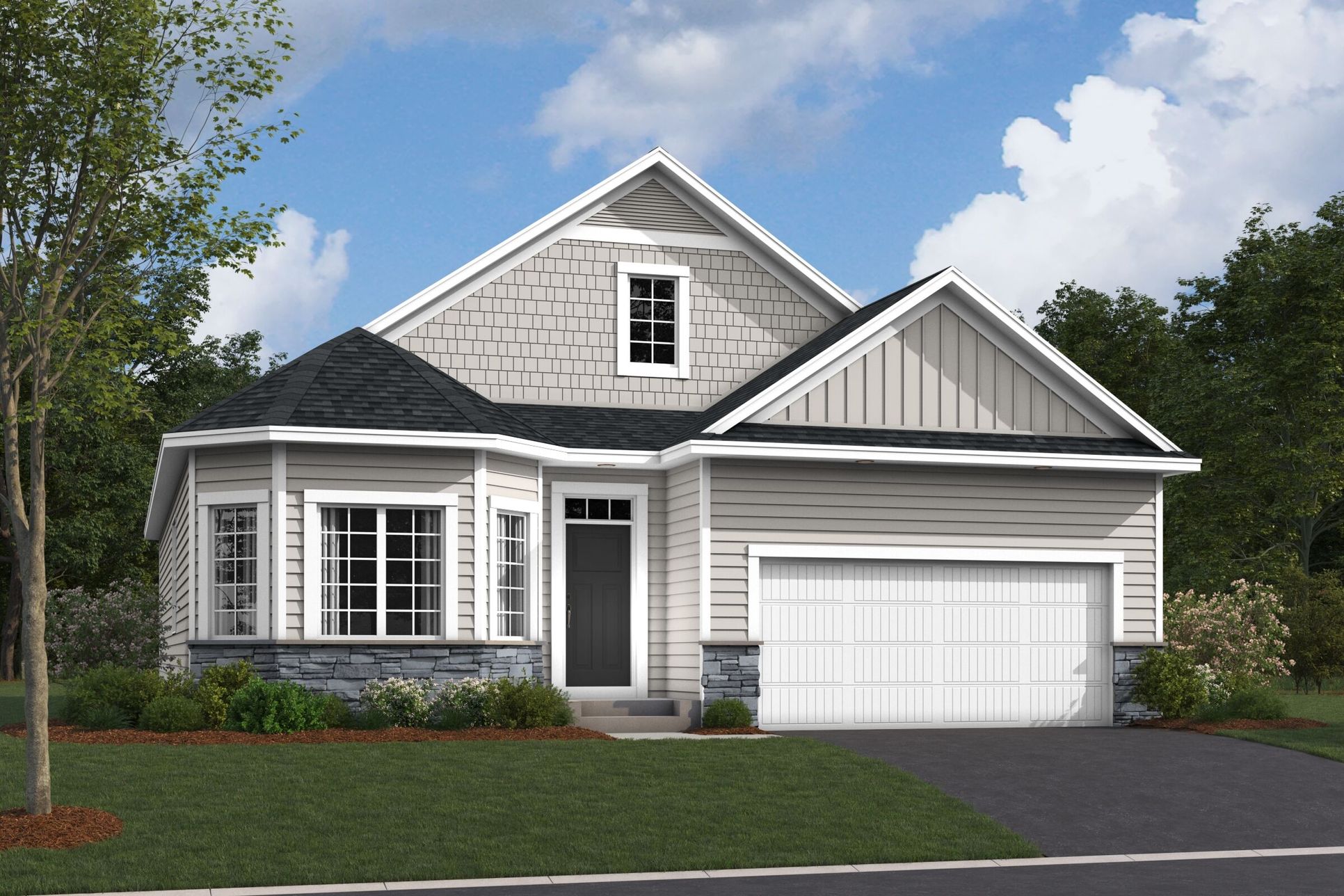 Franklin Elevation C Optional Stone:Franklin Elevation C Optional Stone