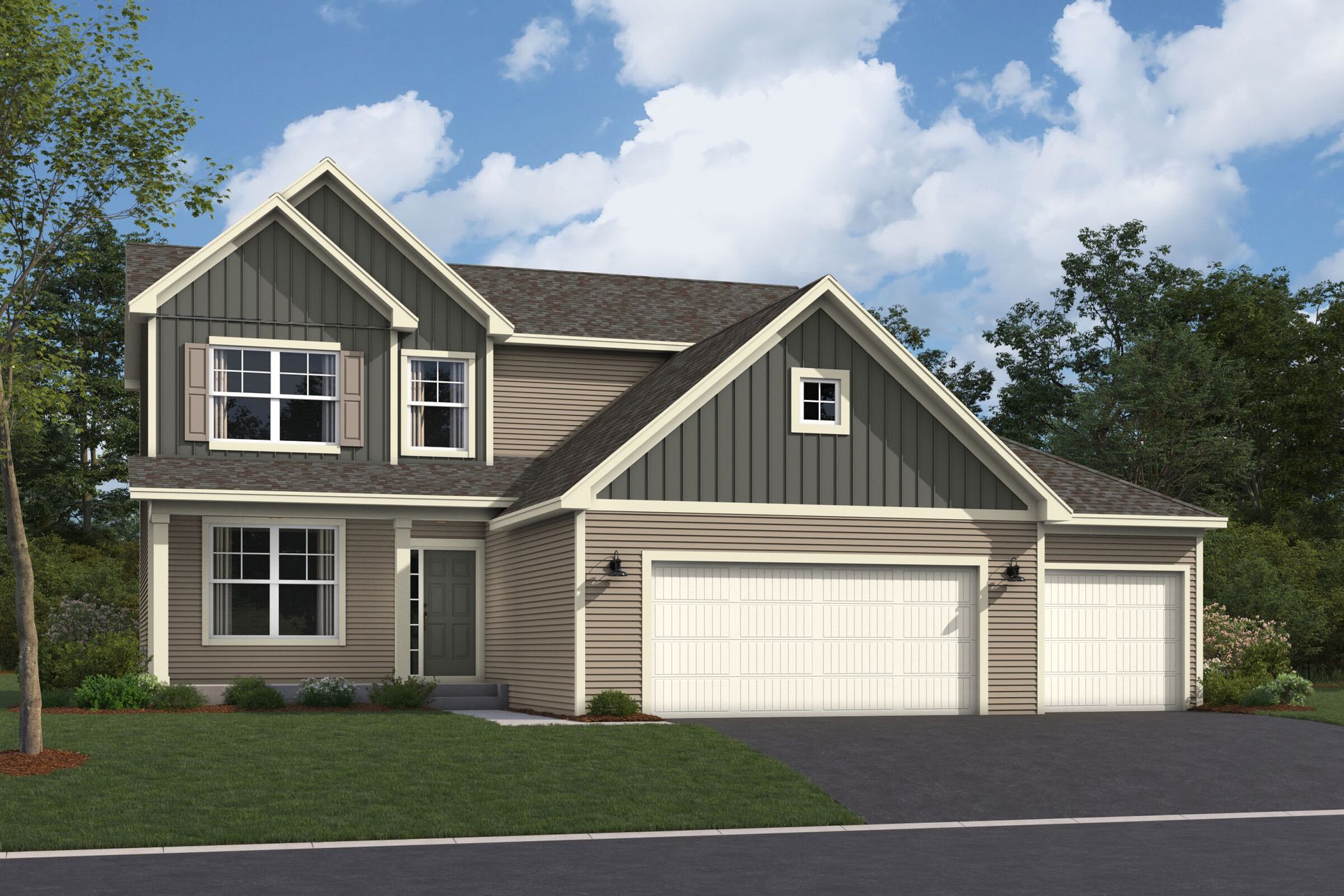 Canton 3-Car Elevation B:Canton 3-Car Elevation B