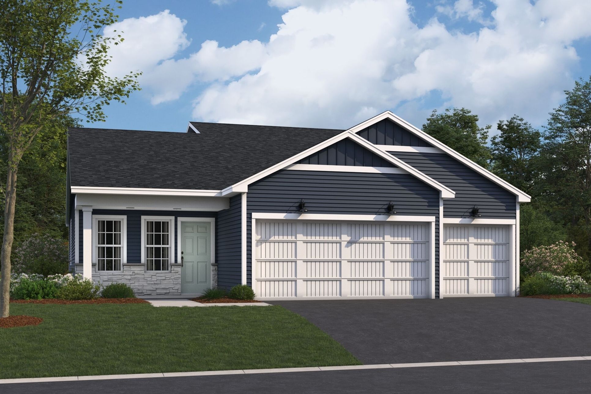 Bailey Elevation A Stone 3-Car:Bailey Elevation A Stone 3-Car