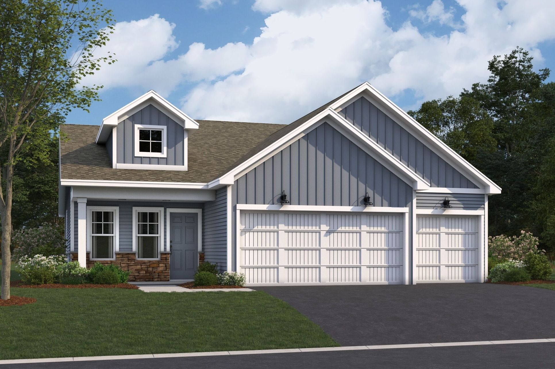 Bailey Elevation D Stone 3-Car:Bailey Elevation D Stone 3-Car