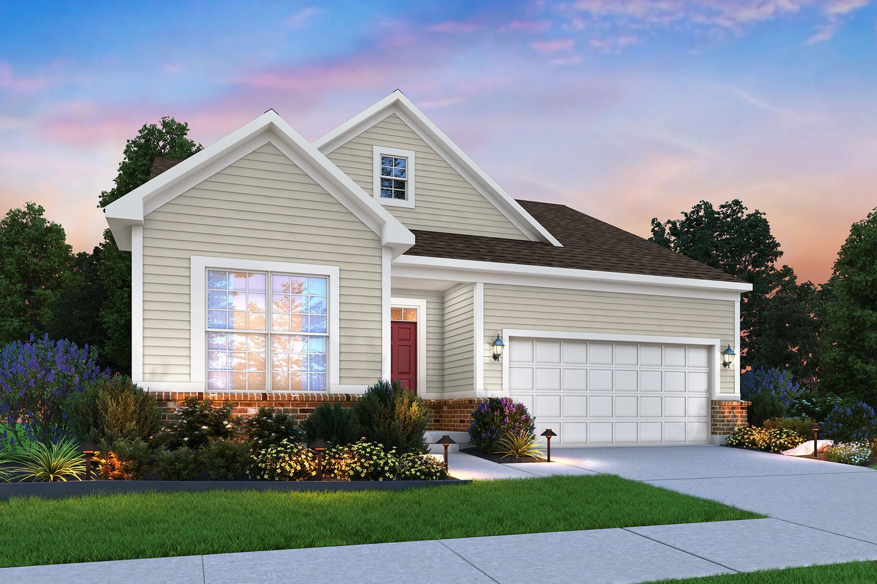 Faulkner - Elevation A (Optional Coach Lights and Brick Wainscot):Faulkner - Elevation A (Optional Coach Lights and Brick Wainscot)