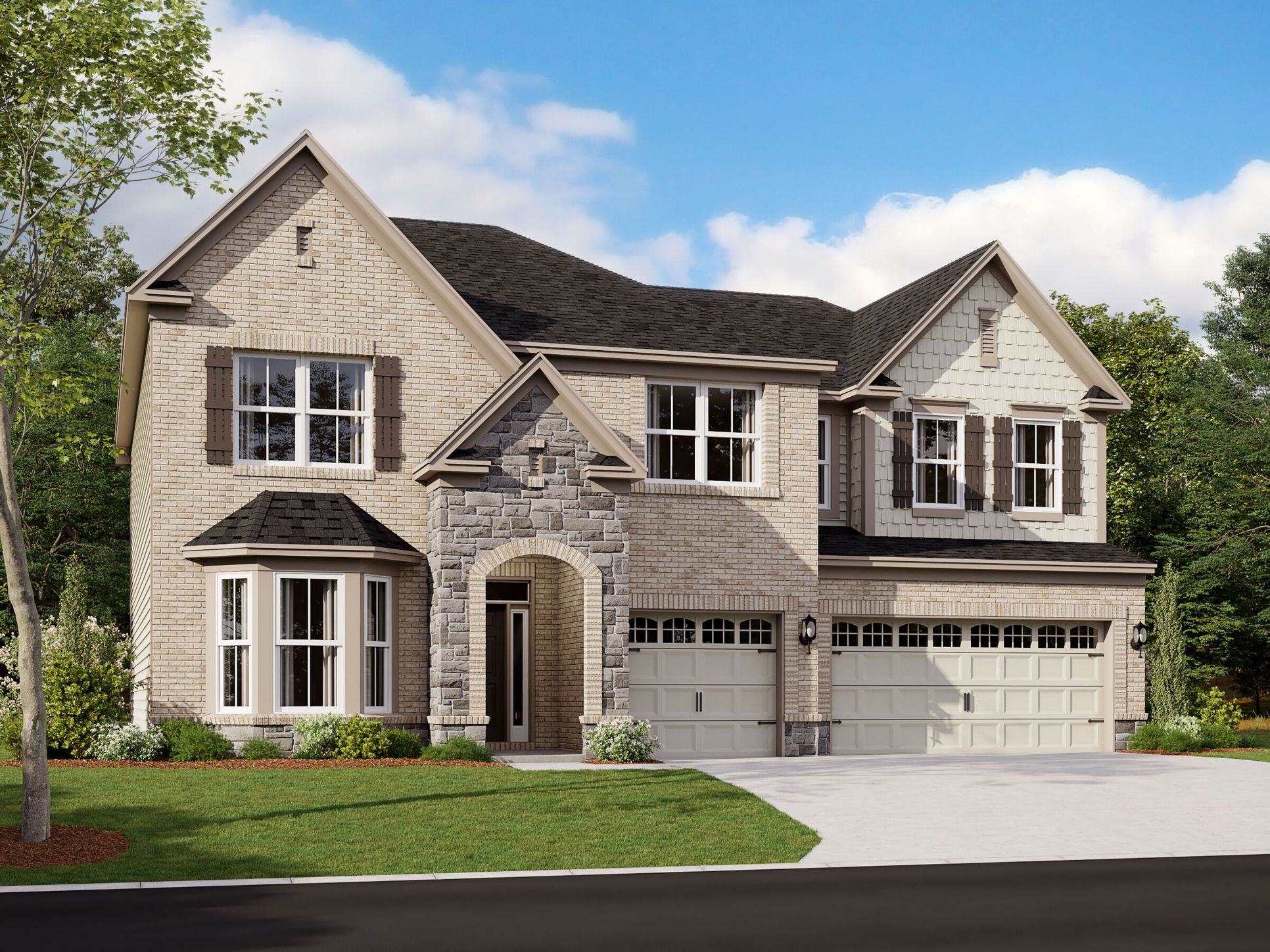 Ainsley II Elevation F with Optional Brick and Stone:Ainsley II Elevation F with Optional Brick and Stone