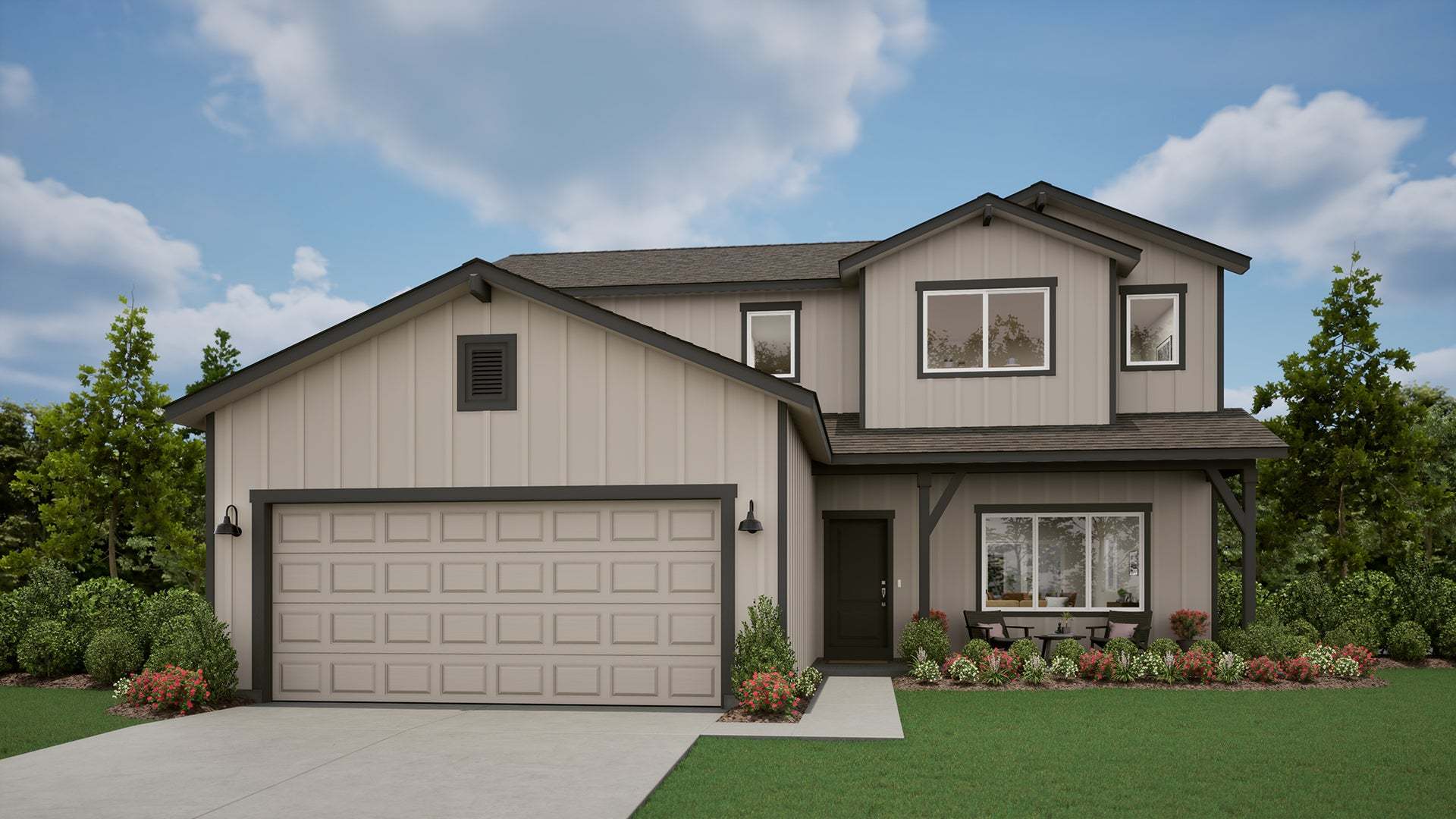 Exterior:Farmhouse Elevation - Rustic Woods