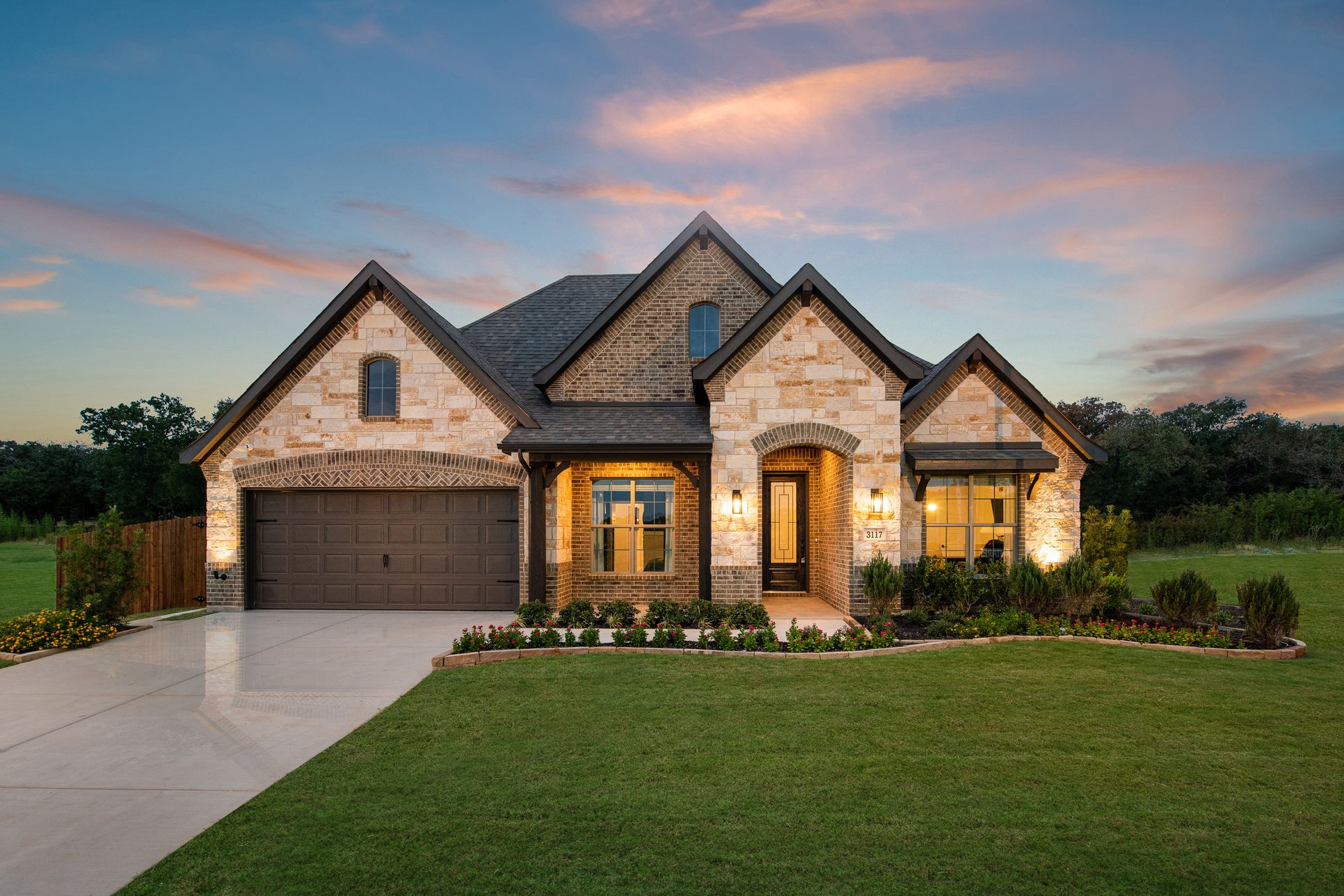 Oak Hills-Model-Concept 2464-Front Twilight-Risewell Homes
