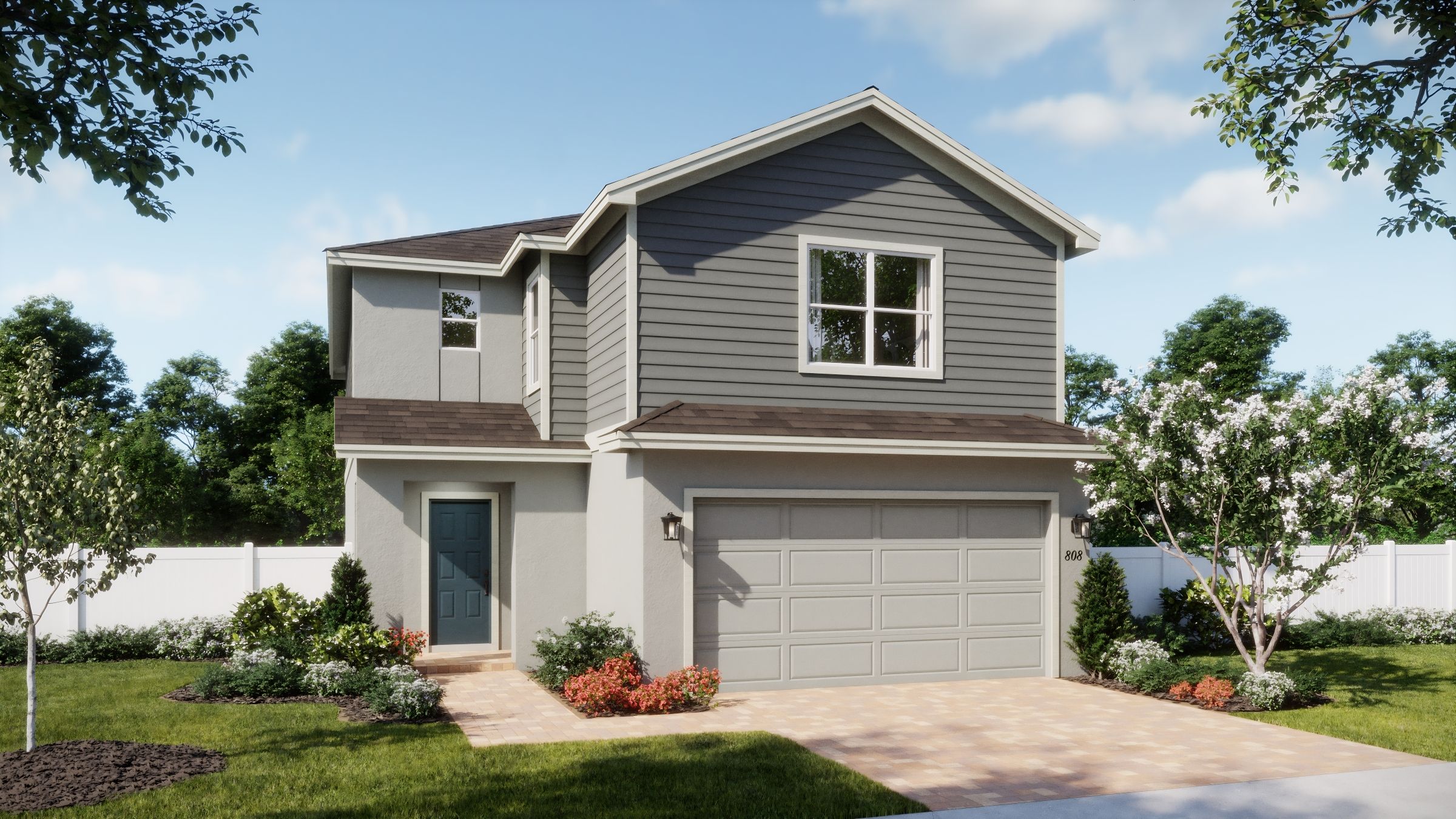 Beresford Woods - Driftwood - Transitional - Day - Exterior Rendering - Risewell Homes
