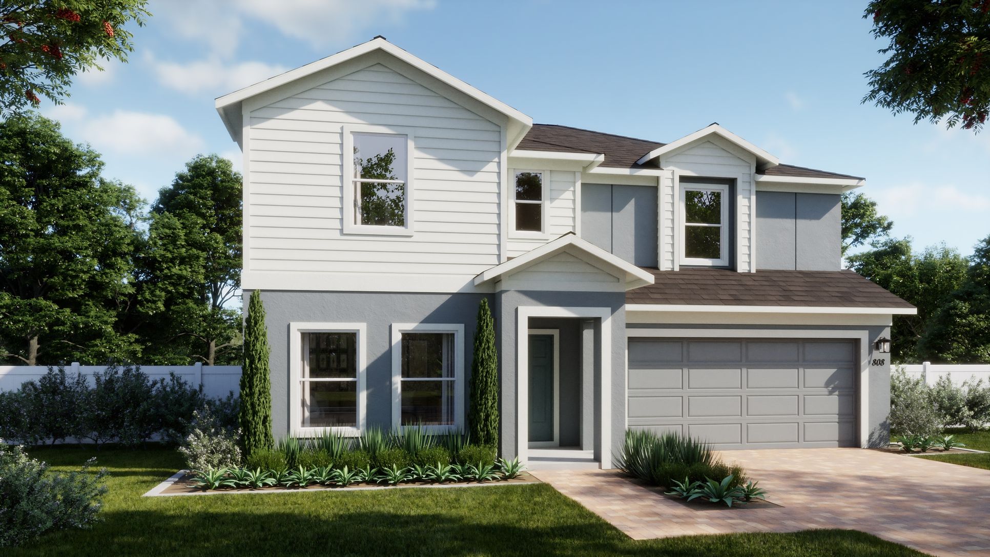 Trinity Place - Finn -Transitional - Day - Exterior Rendering - Risewell Homes