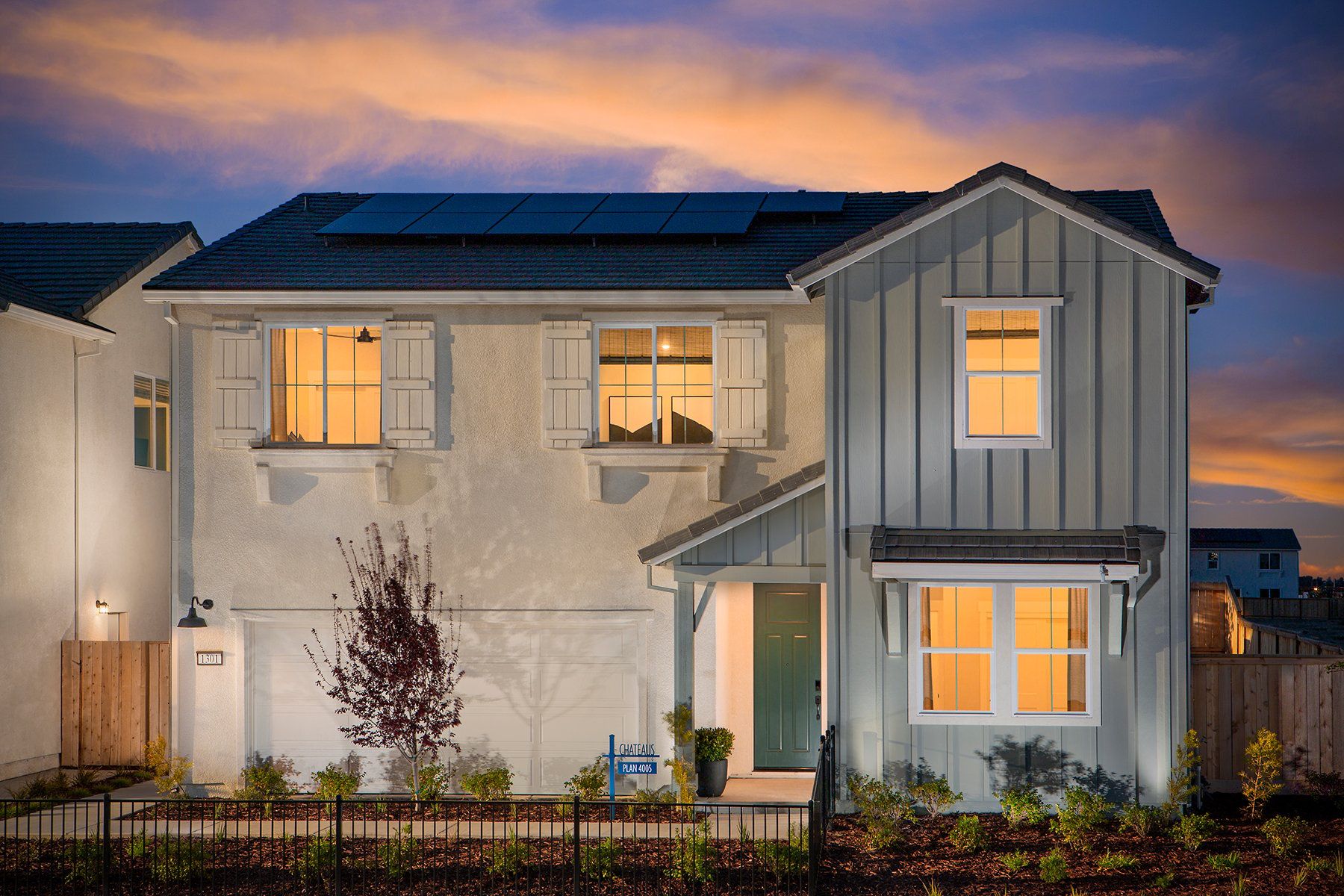 Chateaus at Natomas Landing - Plan 4005 - Front Exterior - Model Photography - Risewell Homes