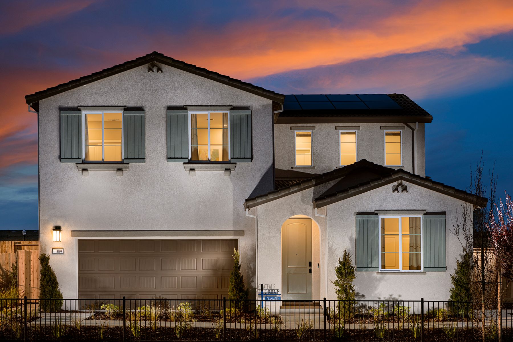 Chateaus at Natomas Landing - Plan 4002 - Front Exterior - Model Photography - Risewell Homes