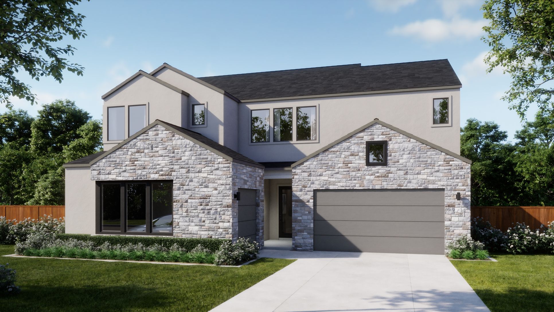 Estates at Bluff Haven - Plan 5055 - C - Exterior Rendering - Risewell Homes