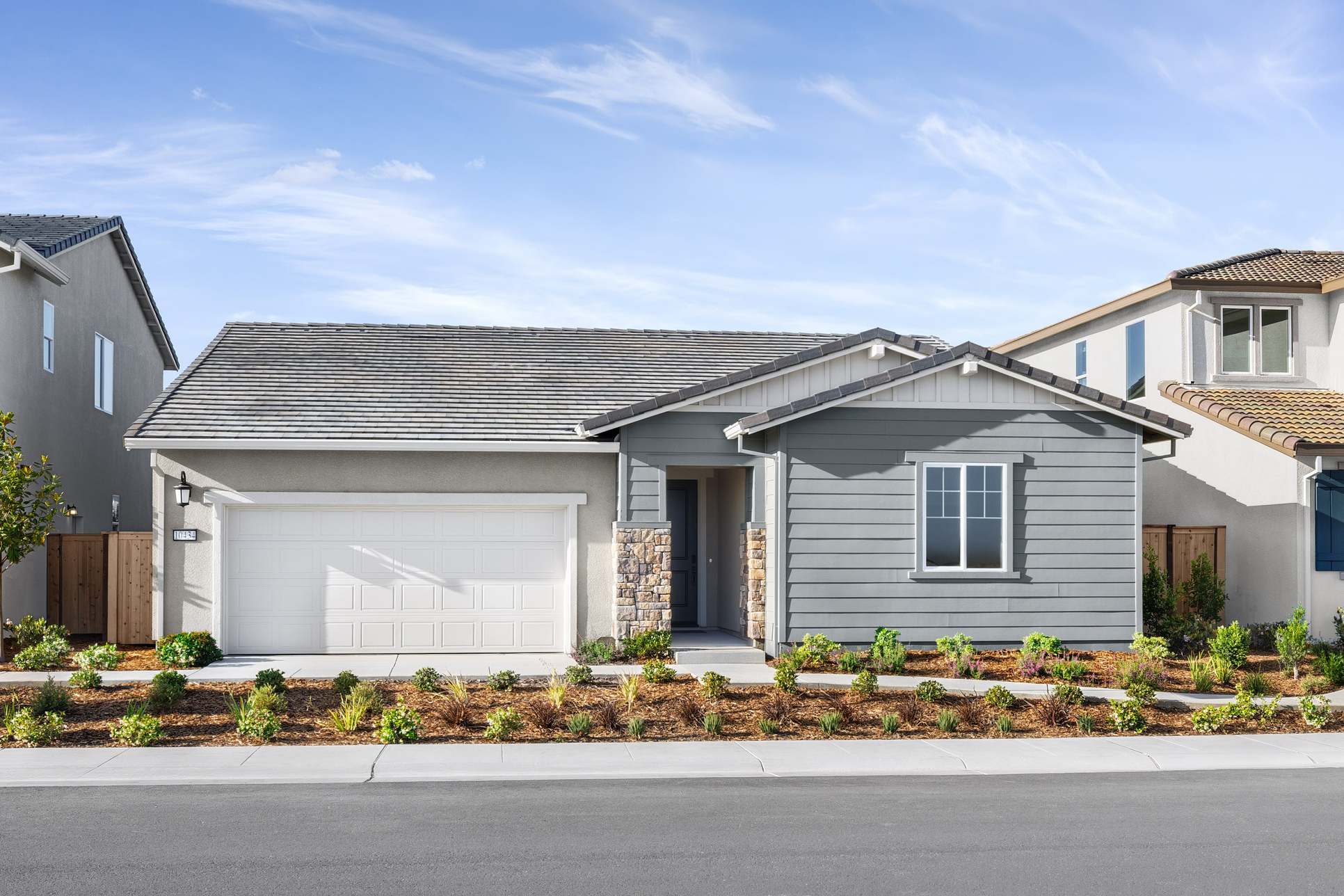 Arbor Ranch Bungalows - Plan 4501 - Front Exterior - Model Photography - Risewell Homes
