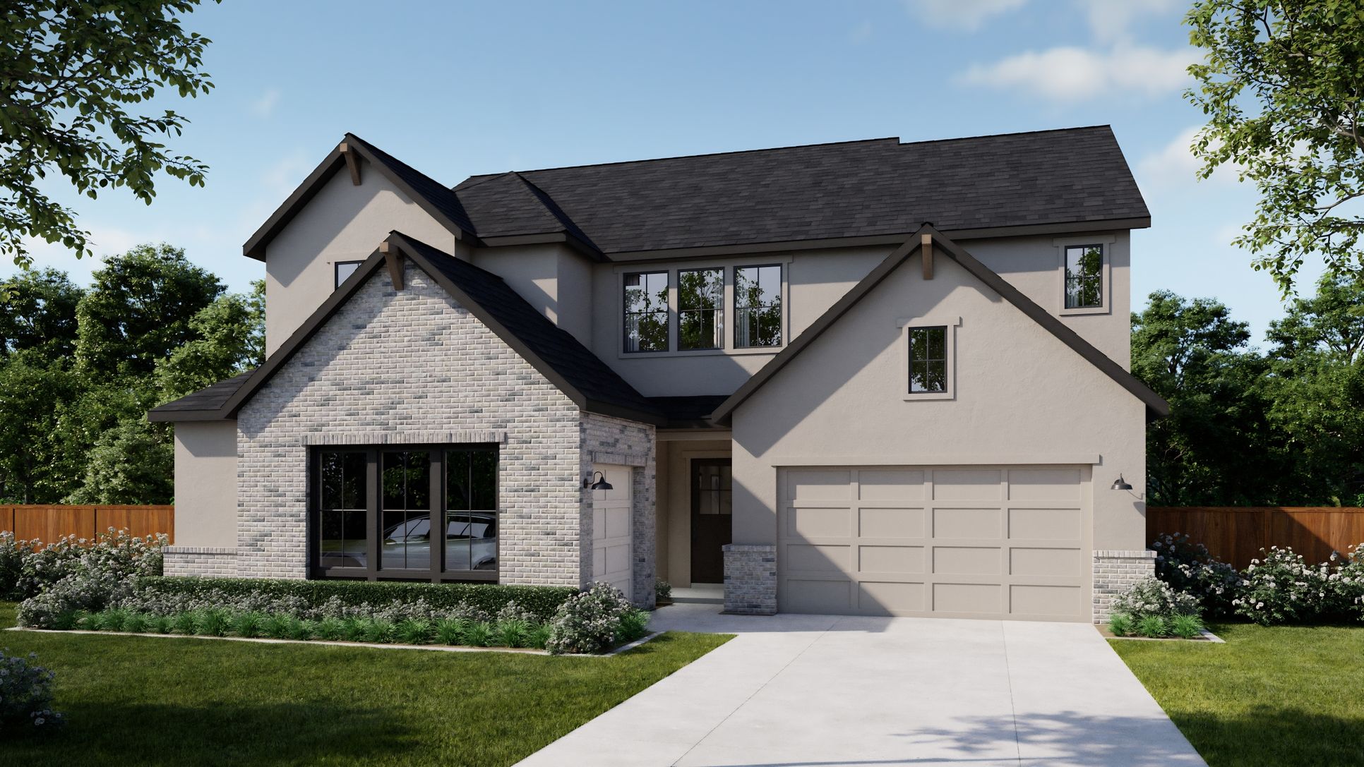 Estates at Bluff Haven - Plan 5055 - A - Exterior Rendering - Risewell Homes