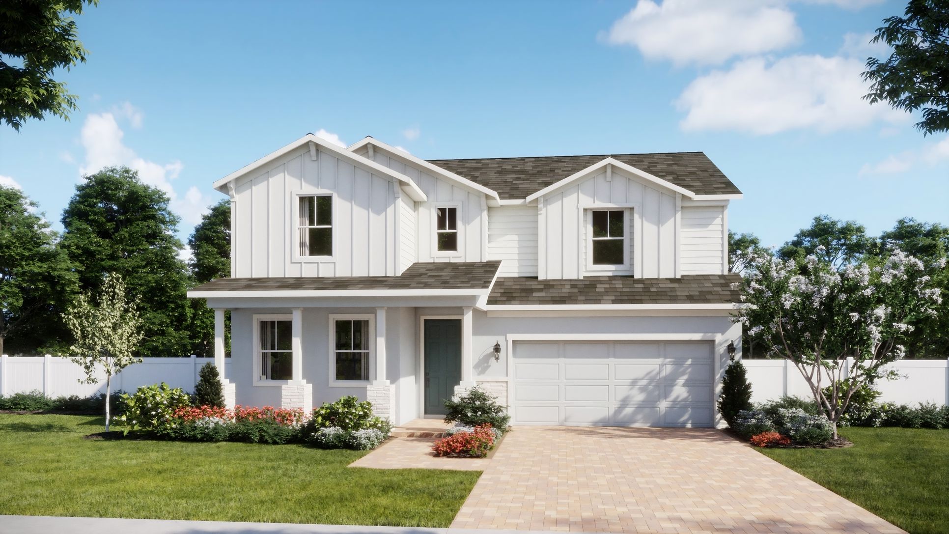 Kentucky Square - Magnolia - Vernacular Elevation - Exterior Rendering - Risewell Homes