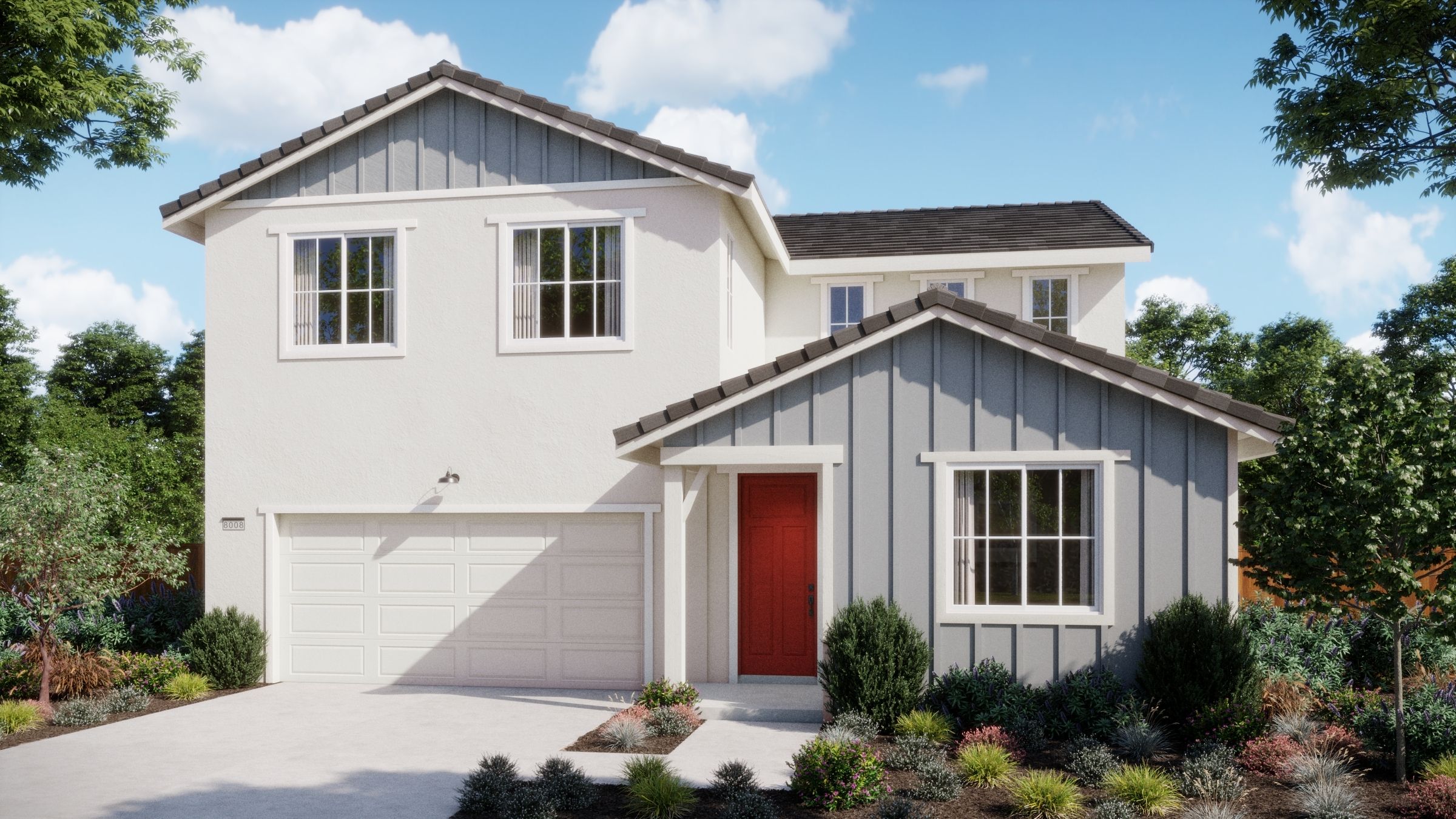 Chateaus at Natomas - Plan 4002 - Elev B - Renderings:Chateaus at Natomas Landing Plan 4002 - Elevation B Rendering