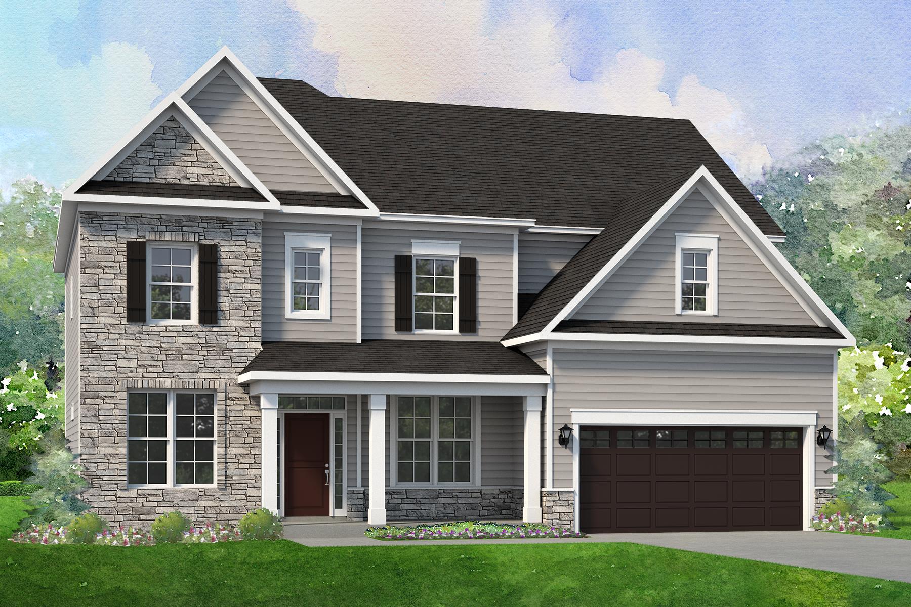 Exterior:Elevation A Stone & Siding