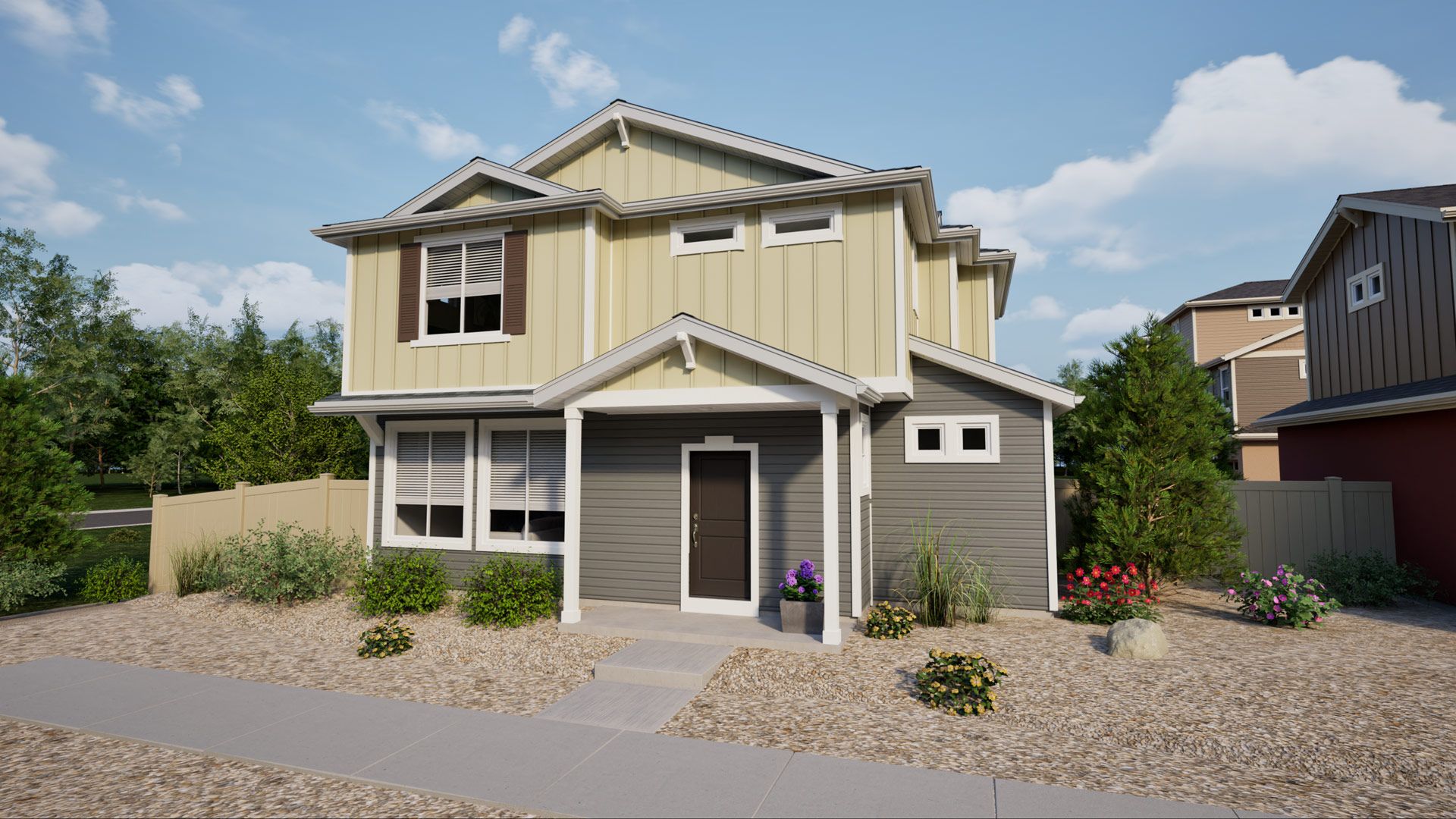 138-Jutland MF Elev C CS7:Rendering of Jutland Elev C, color scheme CS7