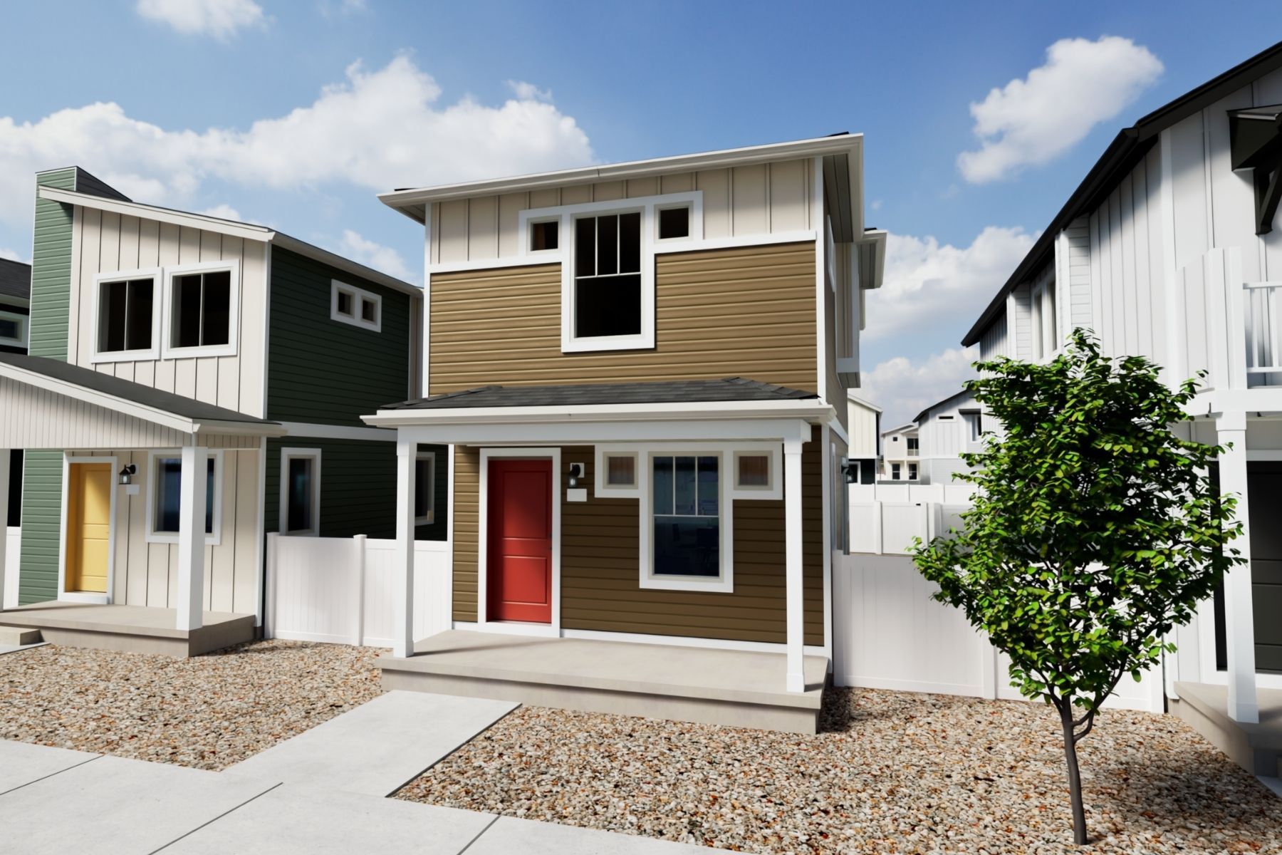 9991-Edison ON2 Elev B CS3:Rendering of Edison Elev B, color scheme CS3