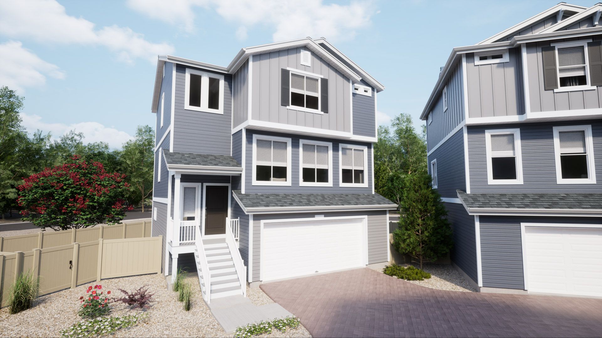 135-Clydesdale MF Elev A CS3:Rendering of Clydesdale Elev A, color scheme CS3