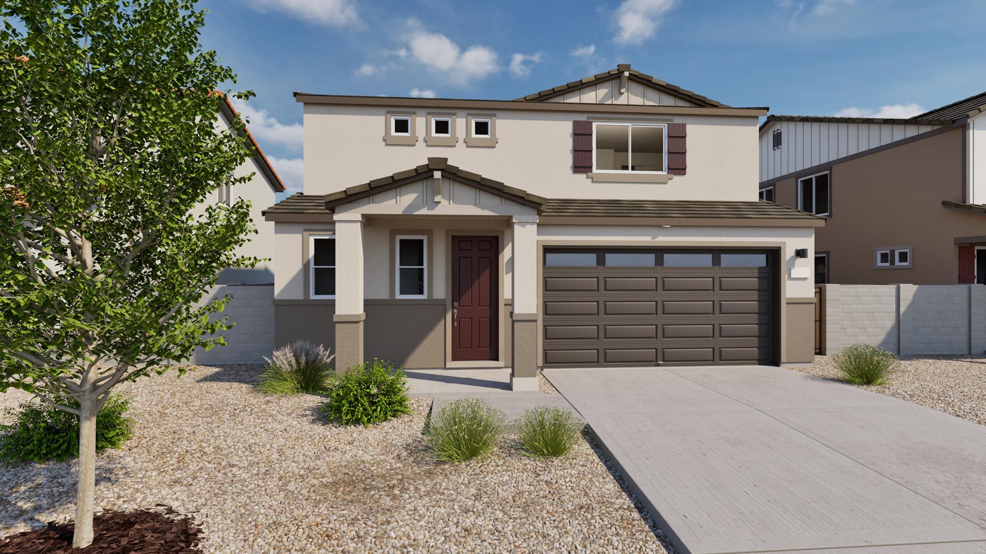 Esprit Floorplan:This is our Esprit Floorplan, elevation A, color 2 with stucco. Options and colors may vary.