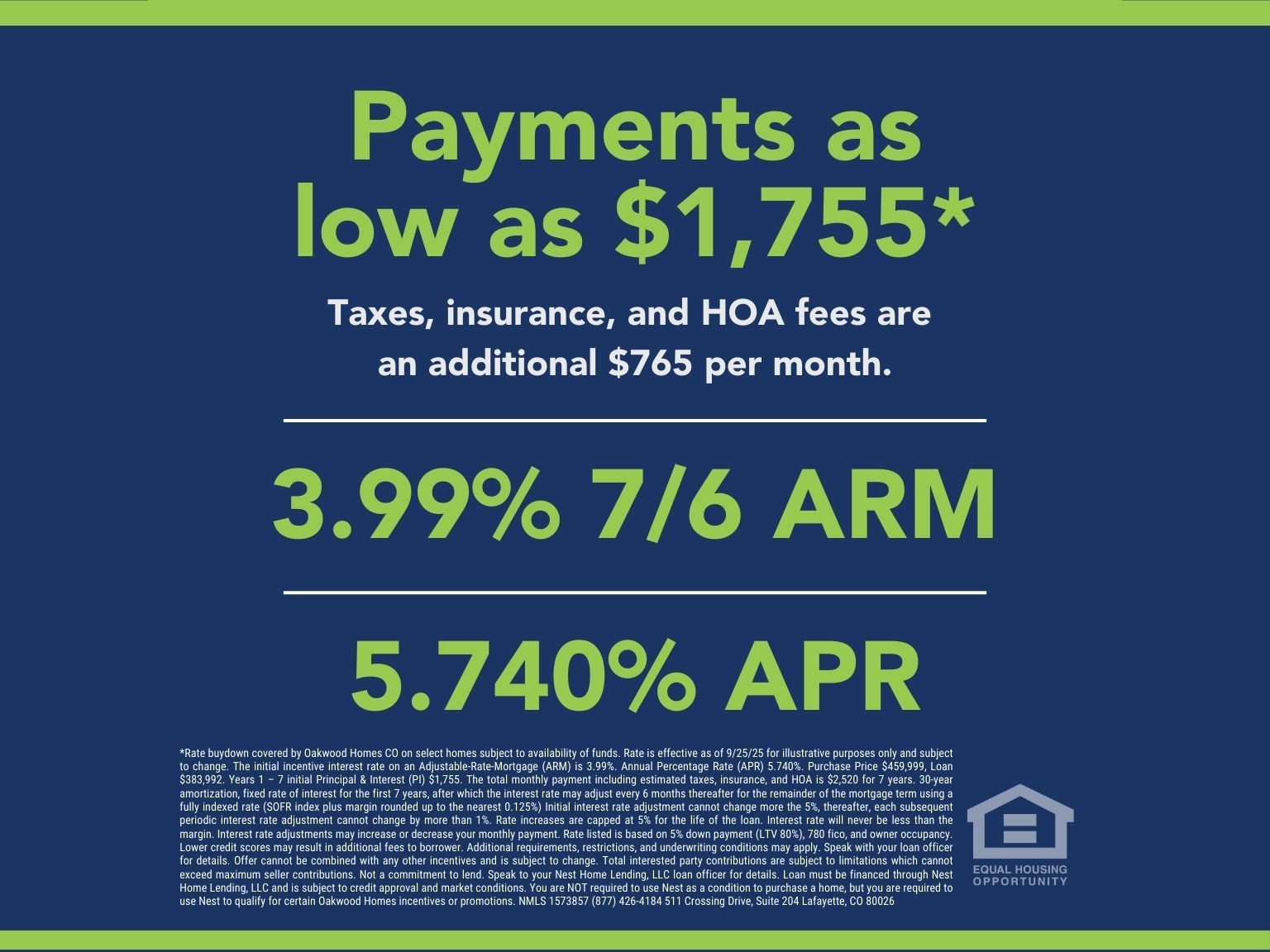 Payment As Low As:3.99% 7/6 Arm Restrictions Apply