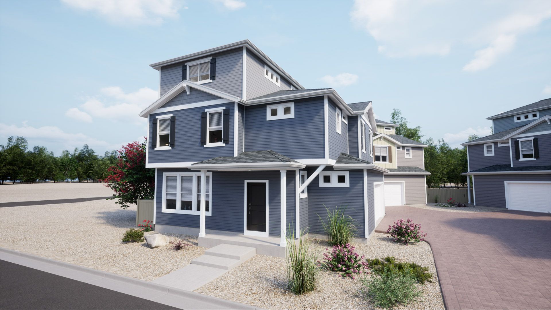 133-Friesian MF Elev B CS3:Rendering of Friesian Elev B, color scheme CS3