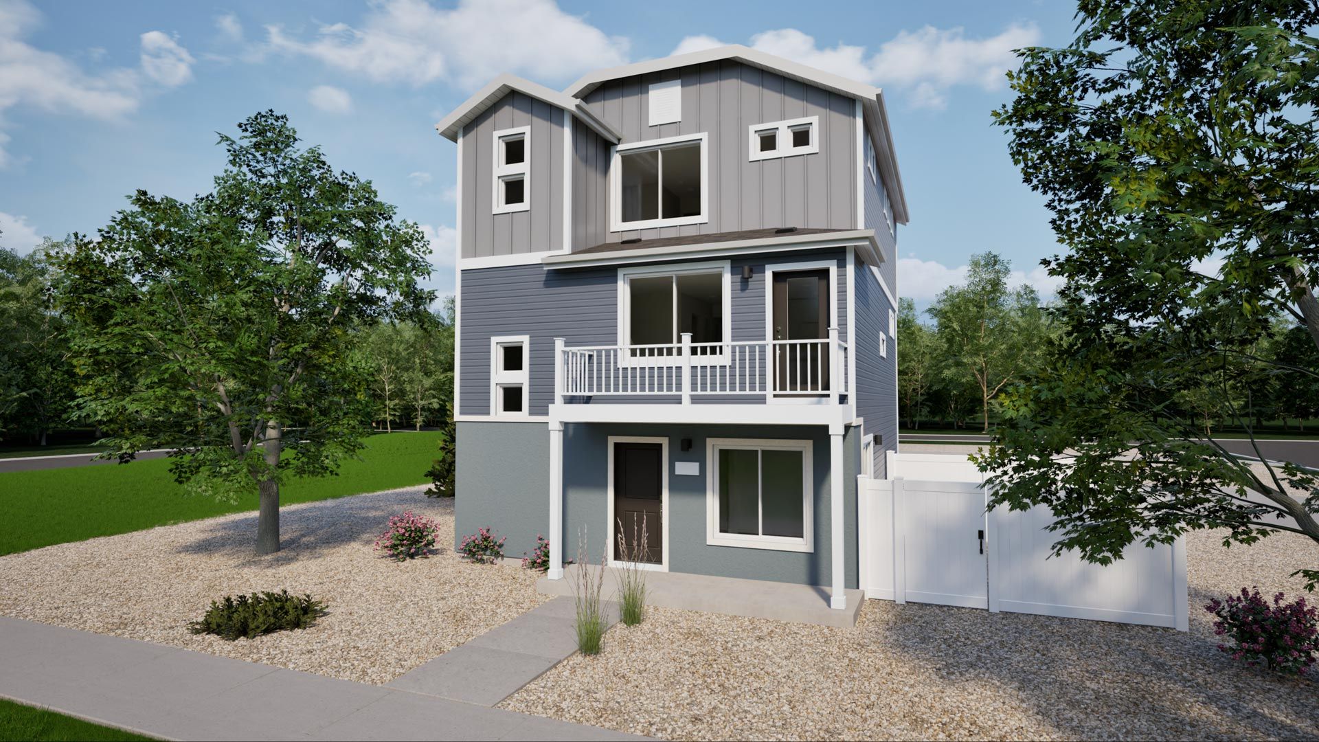 Rand Exterior Elevation:A view of the front exterior elevation of the Rand