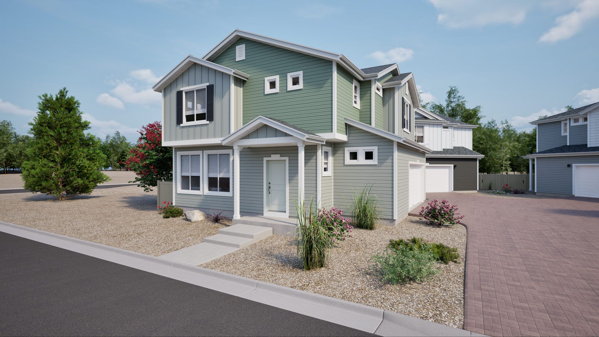 131-Shire MF Elev A CS4:Rendering of Shire MF Elev A, color scheme CS4