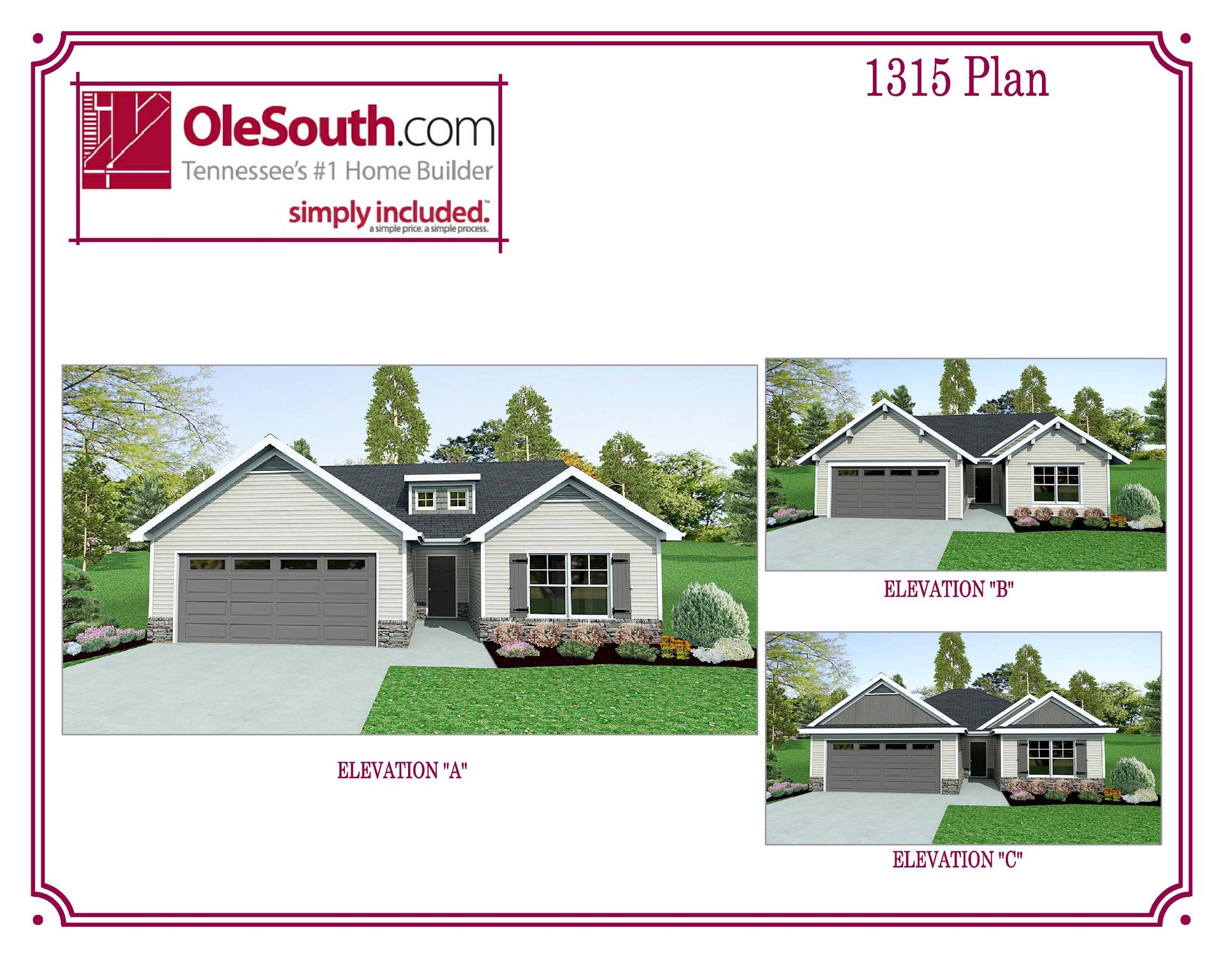 Elevation ABC:1315 Exterior Rendering
